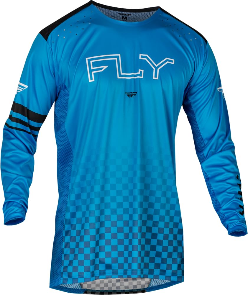 Fly Racing Rayce MTB/BMX Bicycle Jersey - Breathable Cycling Shirt for Mountain & BMX Biking - Moisture Wicking, UV Protection (Blue, Large) - Perfect for Trail Riding, Bike Parks & Competitive Racing