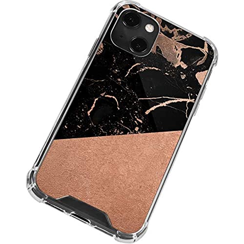 Skinit Clear Phone Case for iPhone 13 Mini - Black & Rose Gold Marble Split Design | Slim Protective Cover | Scratch Resistant | Perfect for Everyday Use, Work & Travel