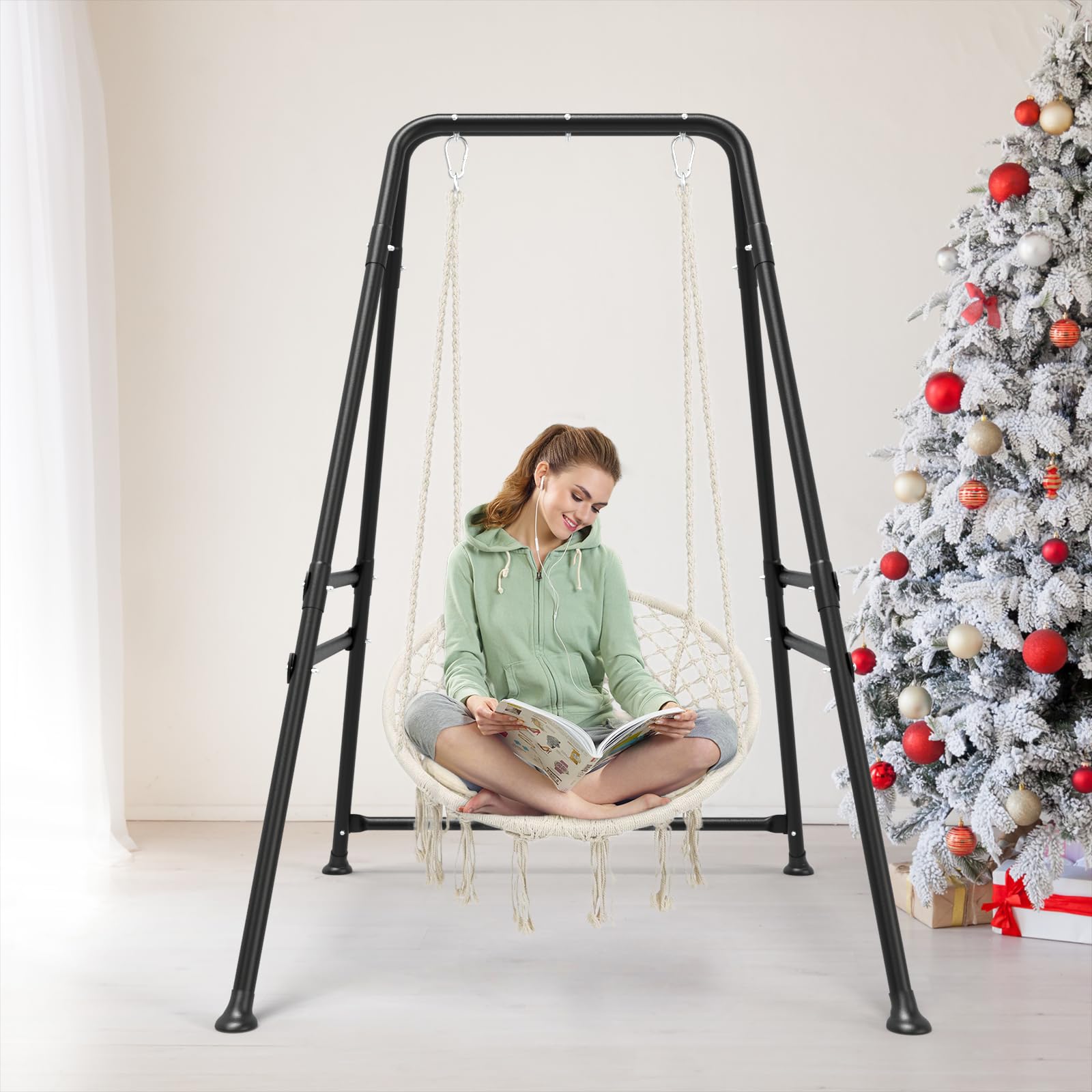 TOREVSIOR Heavy Duty Portable Hammock Chair Stand - Indoor/Outdoor Swing Frame for Patio, Garden, Backyard & Balcony (Hammock Chair Not Included) - Perfect for Relaxation & Reading Nook
