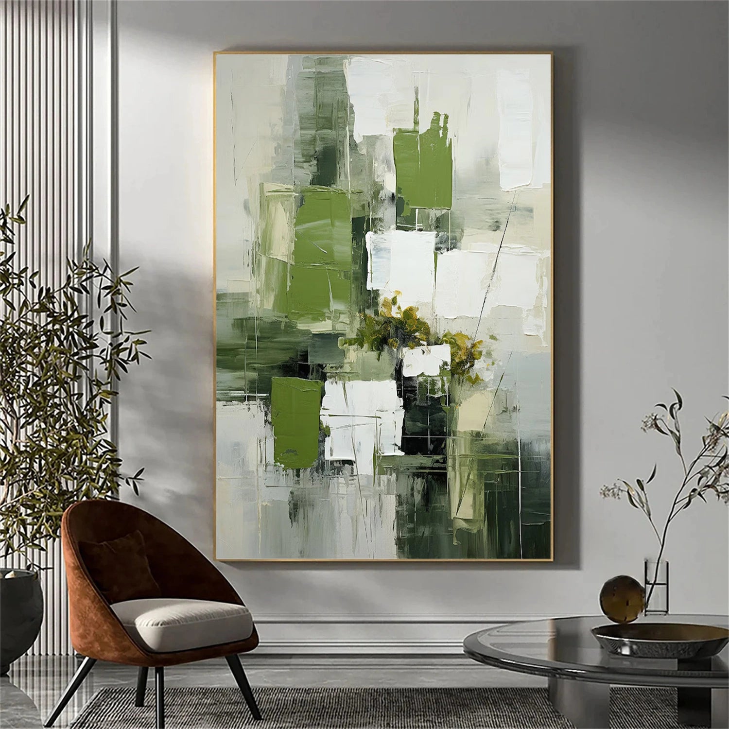 Blue & Green Abstract Wall Art Canvas Print #BG100 - Modern Home Decor for Living Room, Bedroom & Office