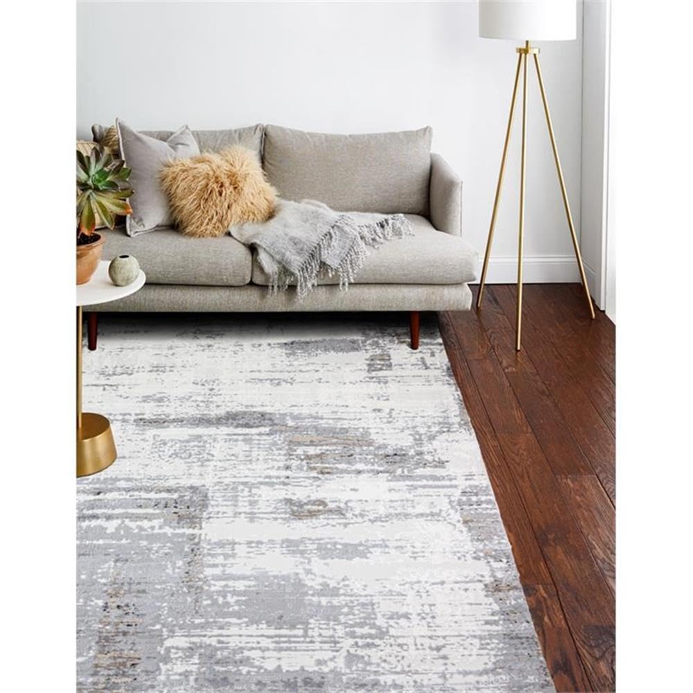 Bashian Collection 5' x 7.6' Ivory/Grey Area Rug - Premium Power Loom Polypropylene & Polyester - Perfect for Living Room, Entryway, Bedroom, Dining Room - Soft & Durable Home Decor Rug for High Traffic Areas