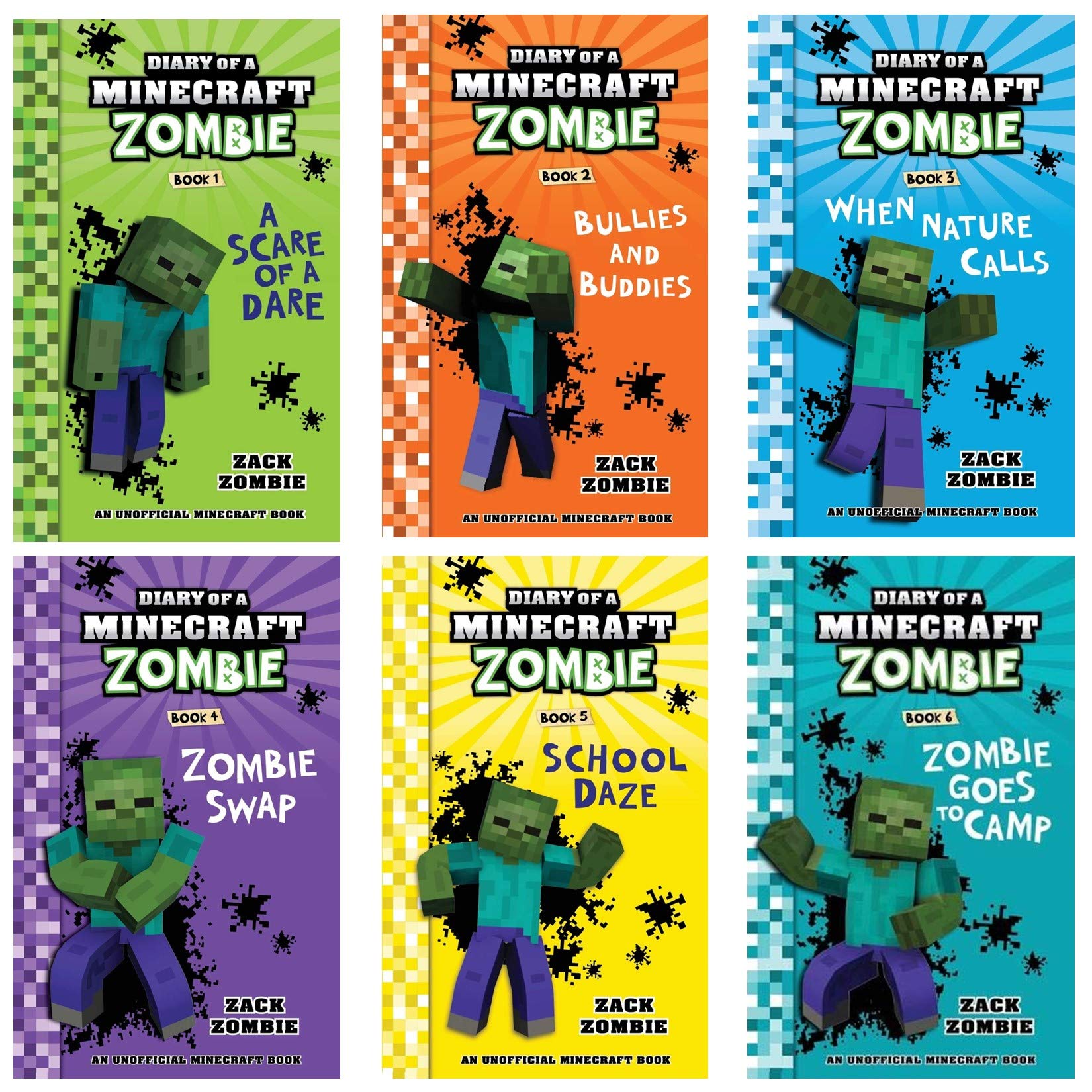 Minecraft Zombie Book Series Vol 1-6 Bundle - Herobrine Adventure Collection (Scare of a Dare, Bullies & Buddies, When Nature Calls, Zombie Swap, School Daze, Goes to Camp) - Perfect for Kids Reading & Minecraft Lovers Gift