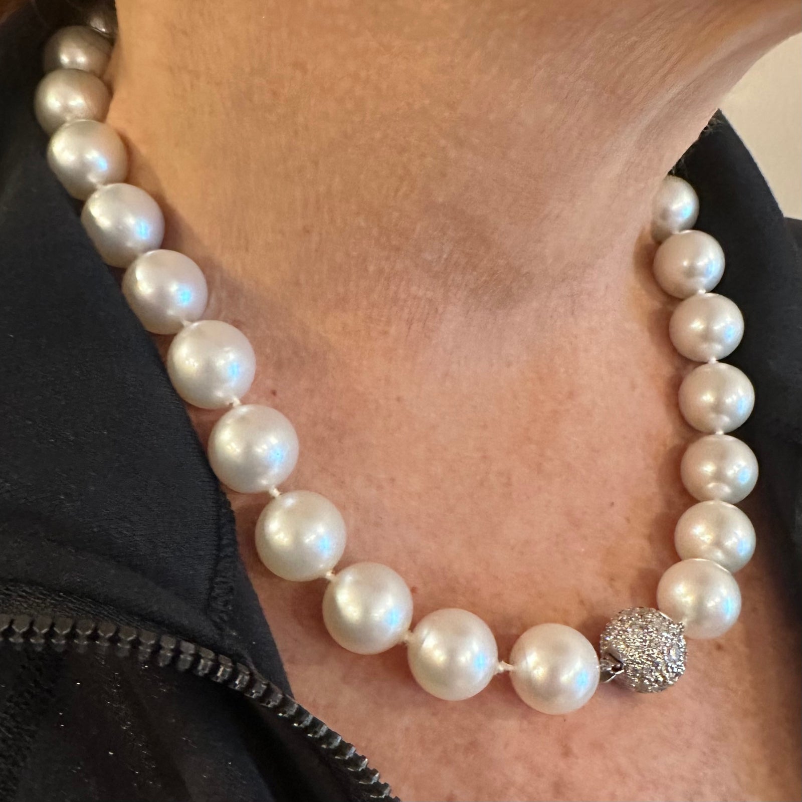 Authentic Tiffany & Co Platinum Diamond South Sea Pearl Necklace - Luxury Jewelry Gift for Women, Perfect for Weddings & Special Occasions
