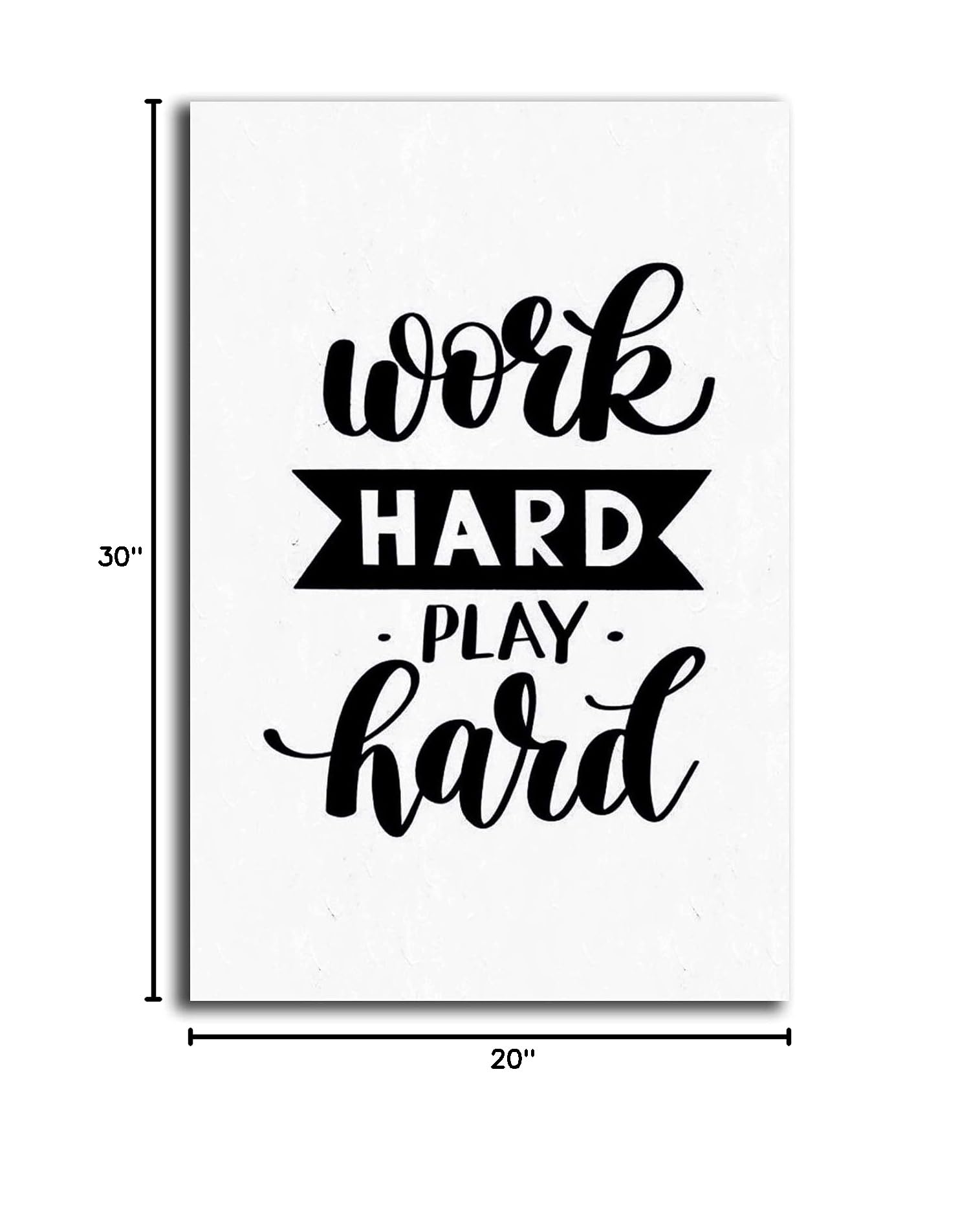 FFPCGCL Motivational 'Work Hard Play Hard' Quote Art Print - 20x30 Inch (50x75cm) Canvas Wall Decor for Living Room, Bedroom, Office & Bathroom - Inspirational Home & Workplace Wall Art