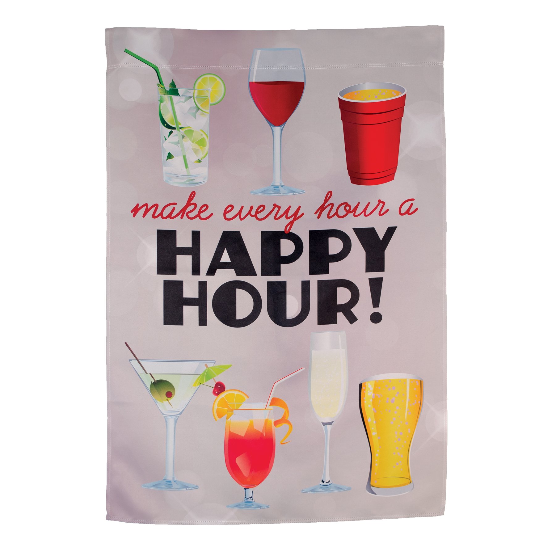Happy Hour Drinks Banner - Elegant Lustre House Party Decor for Outdoor Gatherings & Summer Celebrations