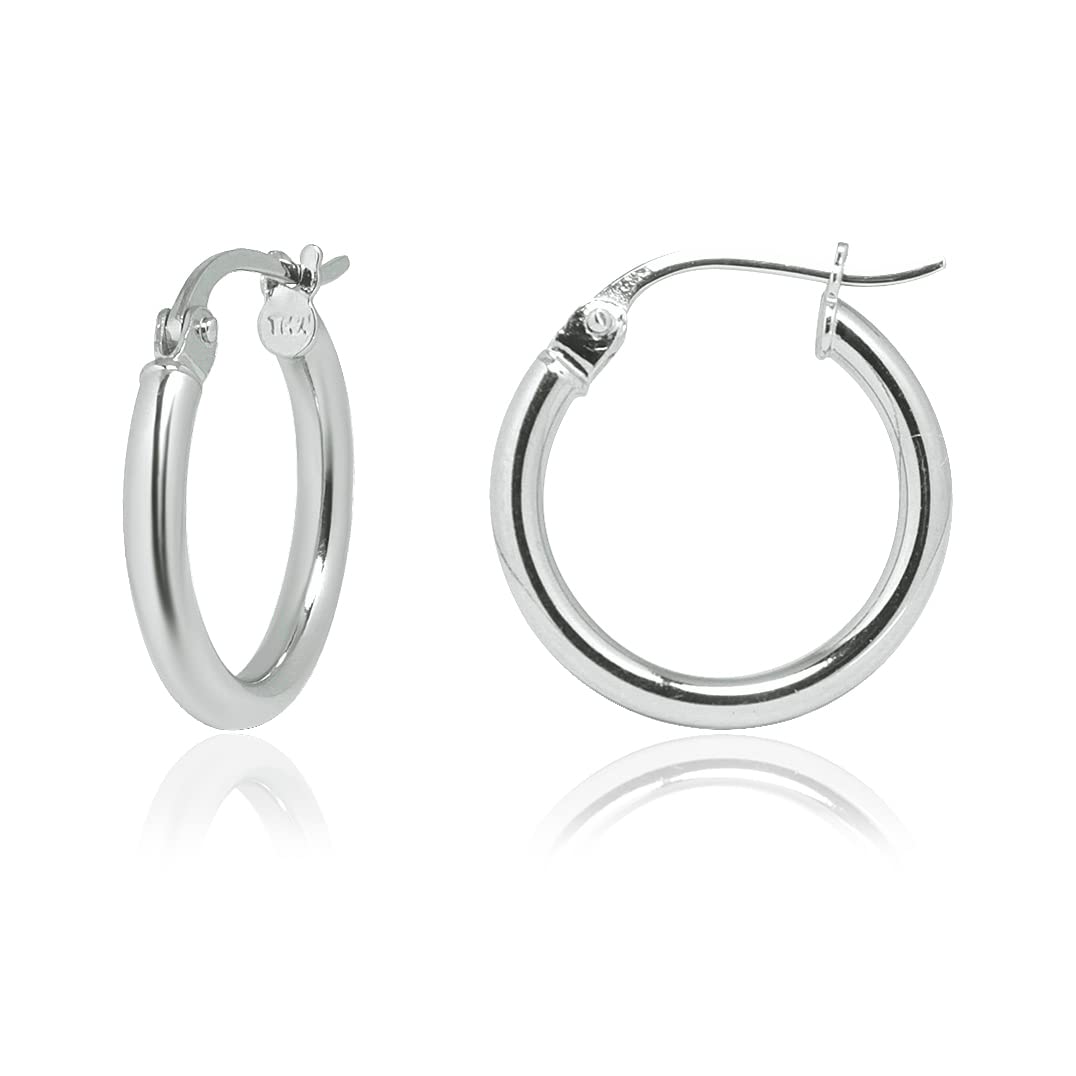 925 Sterling Silver Plated Round Tube Hoop Earrings for Women - Cool & Chic Ice Silver Hoops (15-60mm) - 2mm Tube Design | Perfect for Everyday Wear, Parties & Gift Giving