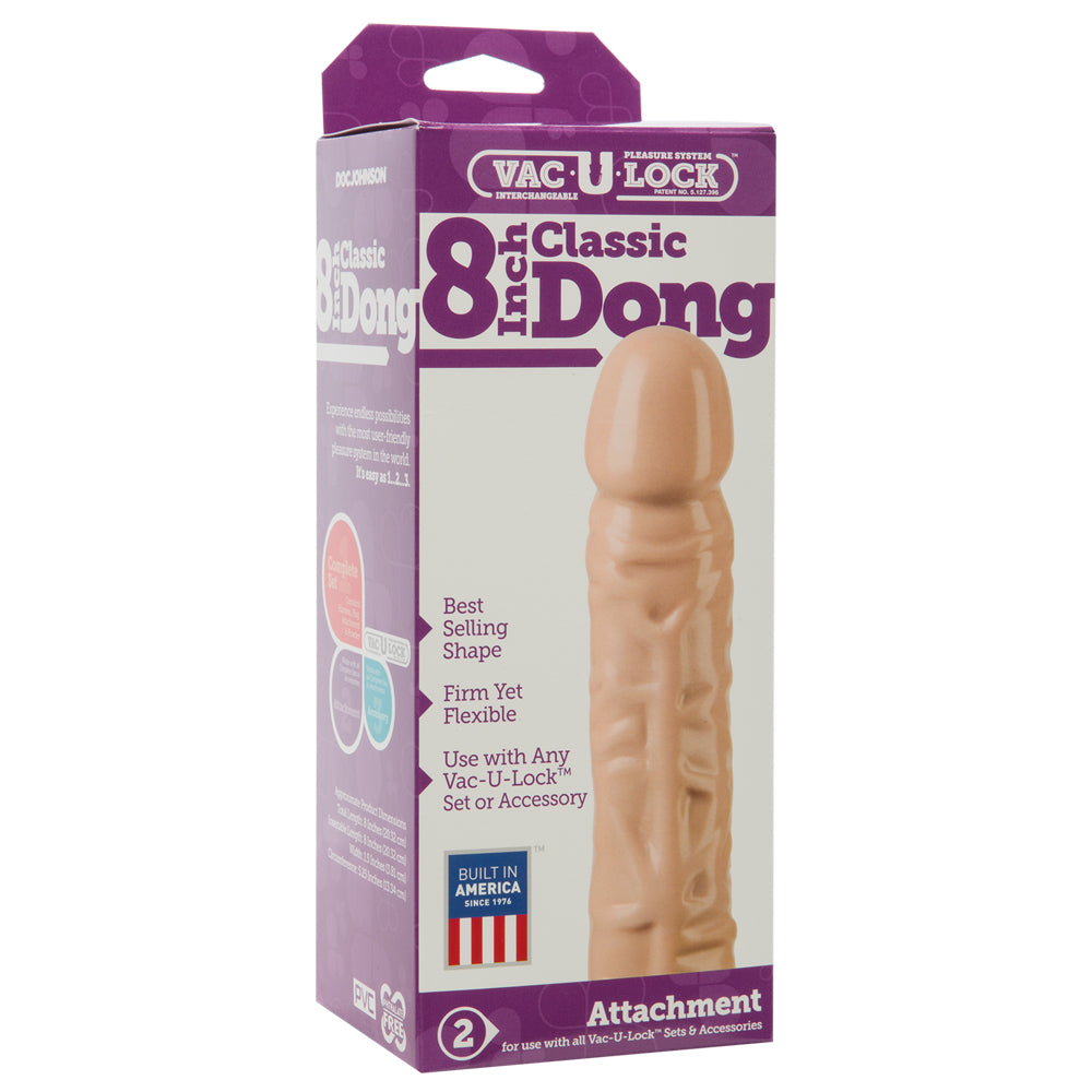 Doc Johnson Vac U Lock 8 Classic Dildo Attachment - Premium Silicone Adult Toy for Strap-On & Harness Play - Perfect for Couples & Solo Pleasure