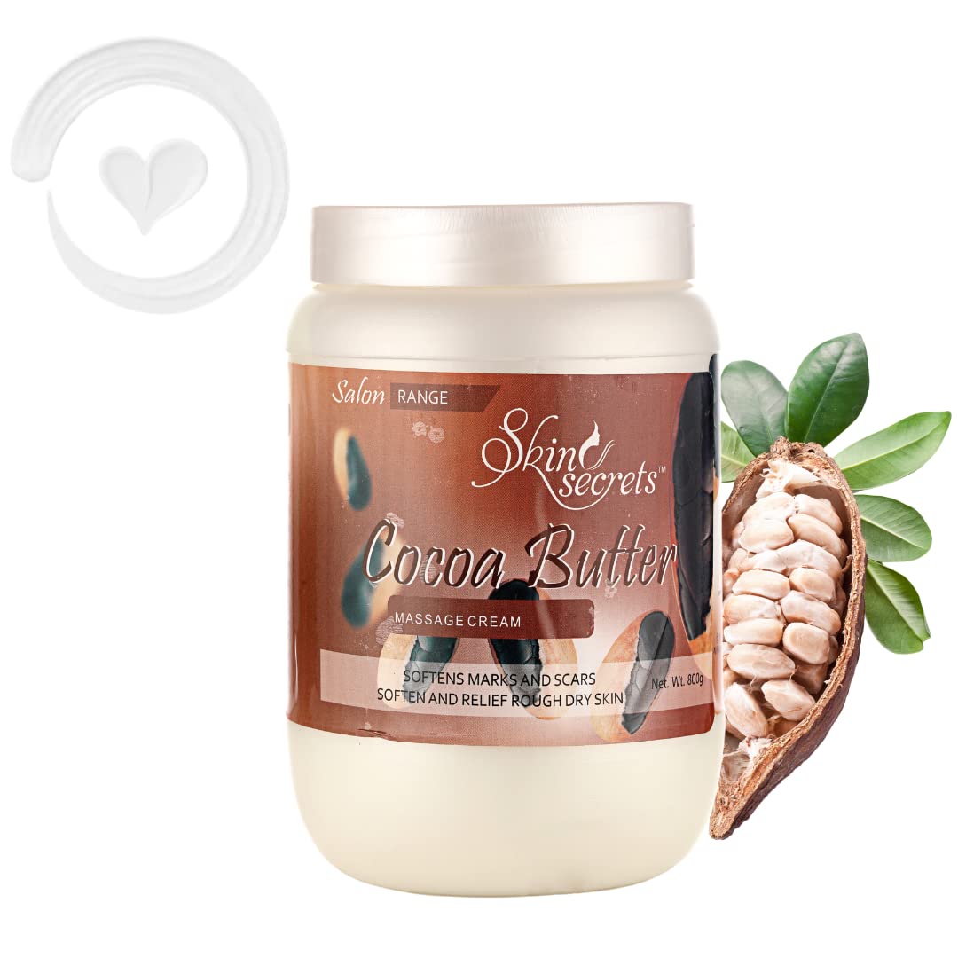 Organic Cocoa Butter Massage Cream with Cocoa Powder - 800g Paraben Free, Cruelty Free & Vegan Body Lotion for Dry Skin - Perfect for Spa, Massage Therapy & At-Home Self Care