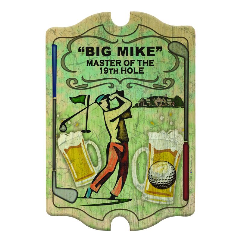 Customizable Wood Bar Sign - Tavern Shaped Golf Theme Decor for Man Cave, Home Bar & Game Room - Personalized Pub Sign for Golf Lovers & Sports Fans