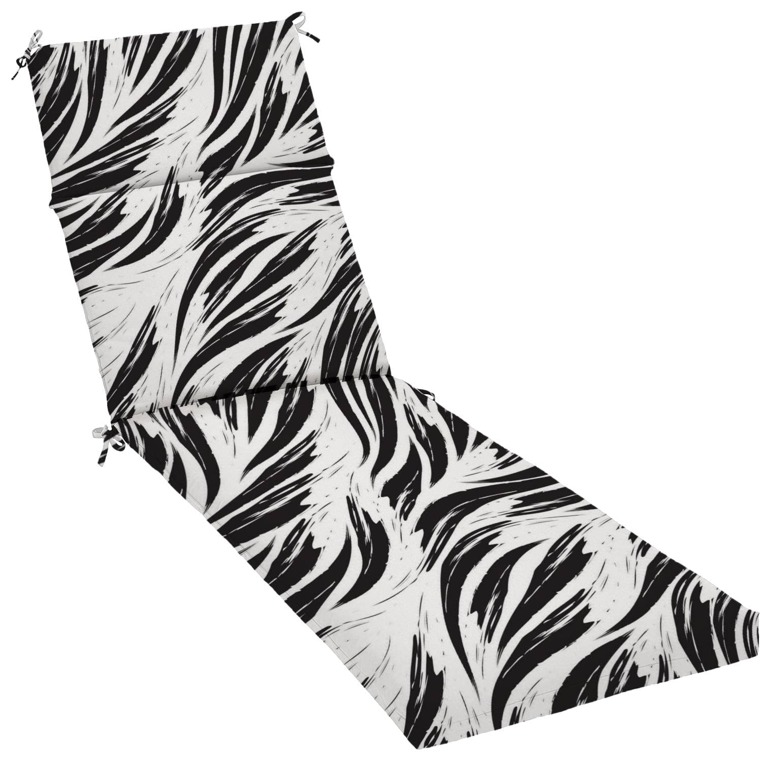 Water-Resistant Black & White Geometric Outdoor/Indoor Chaise Lounge Cushion - Durable Patio Furniture Seat Pad for Poolside, Deck, Garden & Sunroom Relaxation