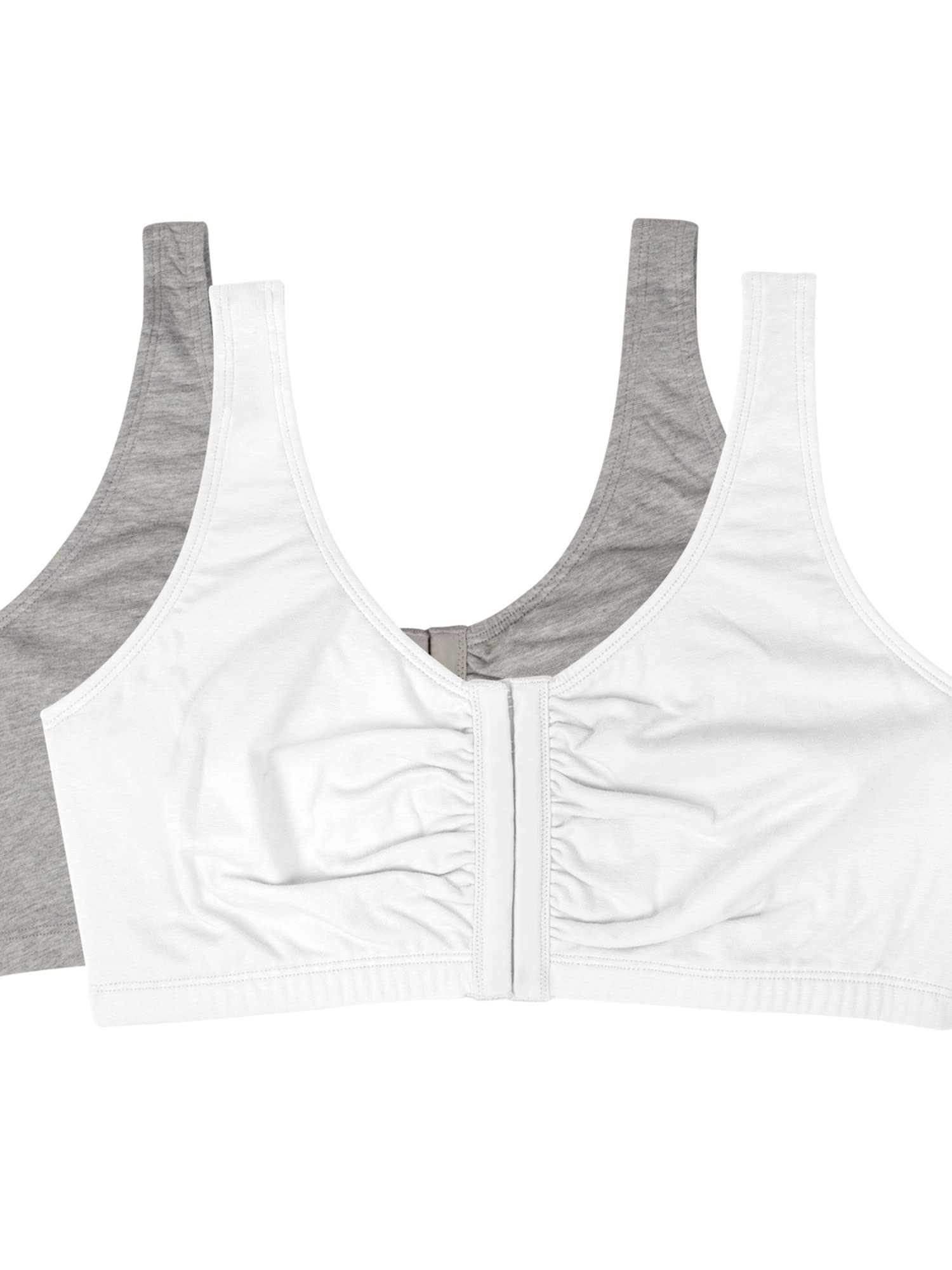 Fruit of the Loom Women's Cotton Front Closure Bra - Comfortable Wirefree Support for Everyday Wear, Yoga & Lounge