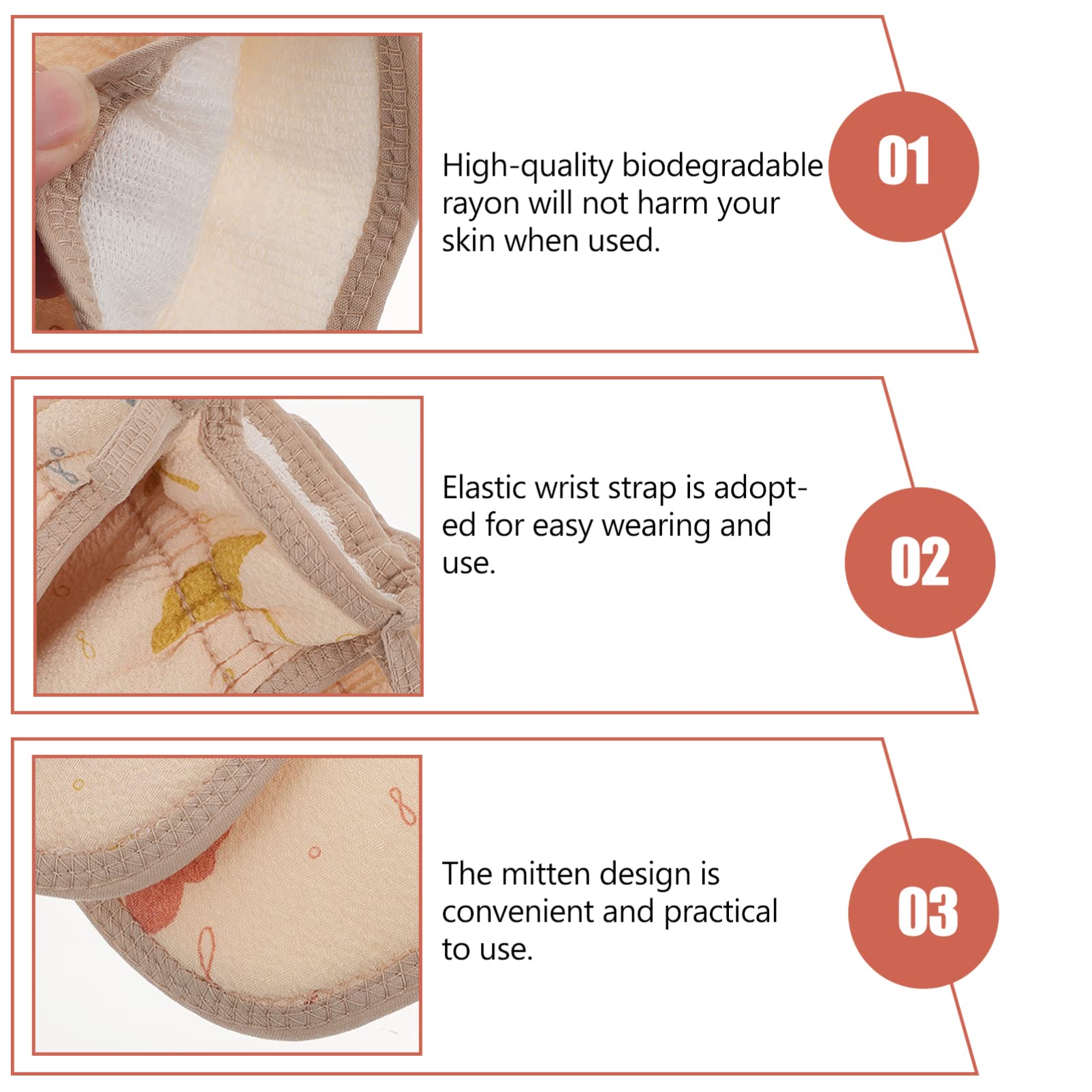 EXCLUZO Exfoliating Mitt - 3Pcs Bath & Body Scrub Gloves for Smooth Skin - Deep Cleansing & Dead Skin Removal - Perfect for Shower, Spa & Home Use