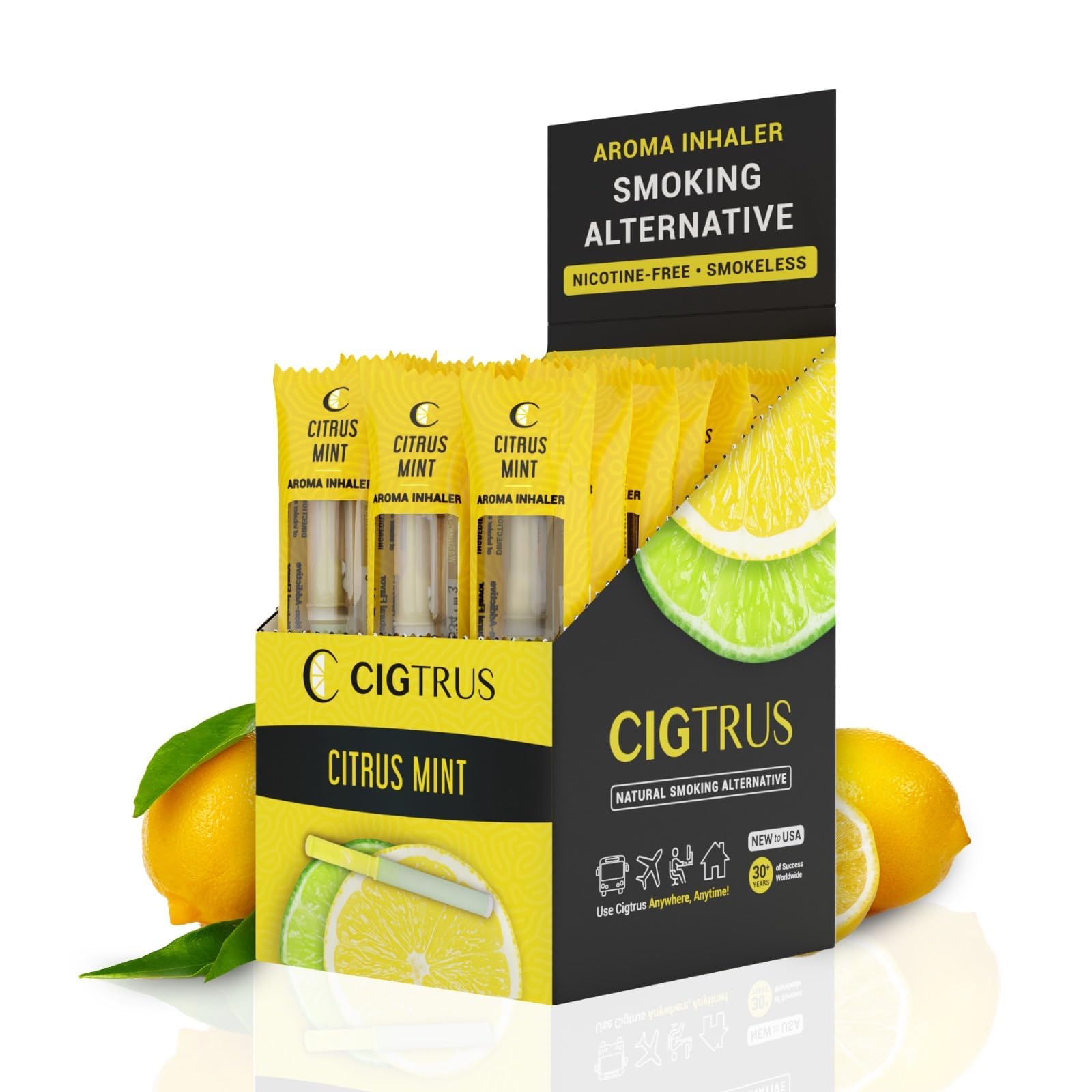 Craving Relief Inhaler (20-Piece) - Natural Quit Smoking Aid, Nicotine-Free & Tobacco-Free Alternative, Non-Electric Smoking Cessation Solution by Cigtrus - Lemon Lime Flavor for Stress Relief & Oral Fixation