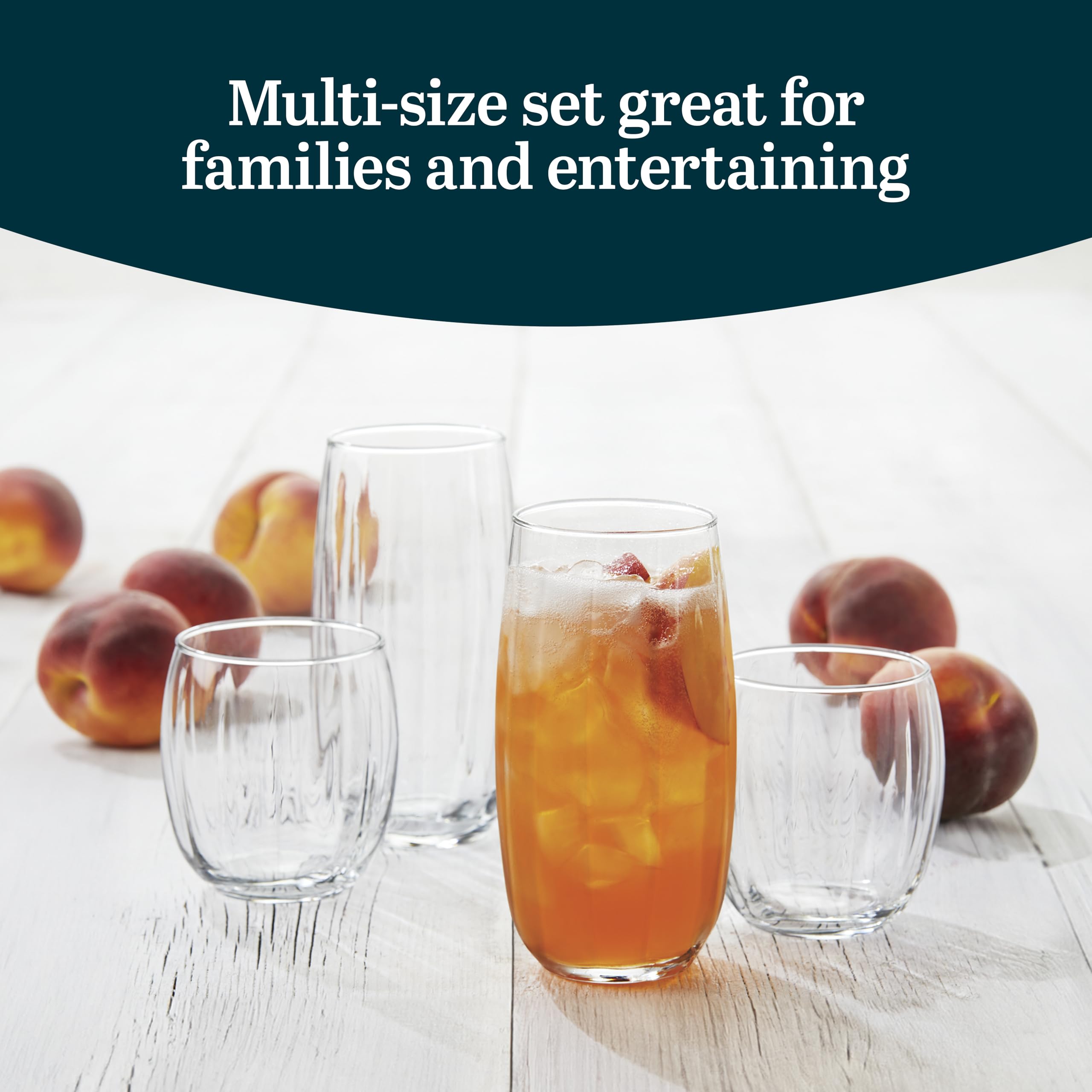 Libbey Samba 16-Piece Glass Set - 8 Tumblers & 8 Rocks Glasses for Cocktails, Iced Coffee, and Juice - Perfect for Home Bars, Parties, and Everyday Use