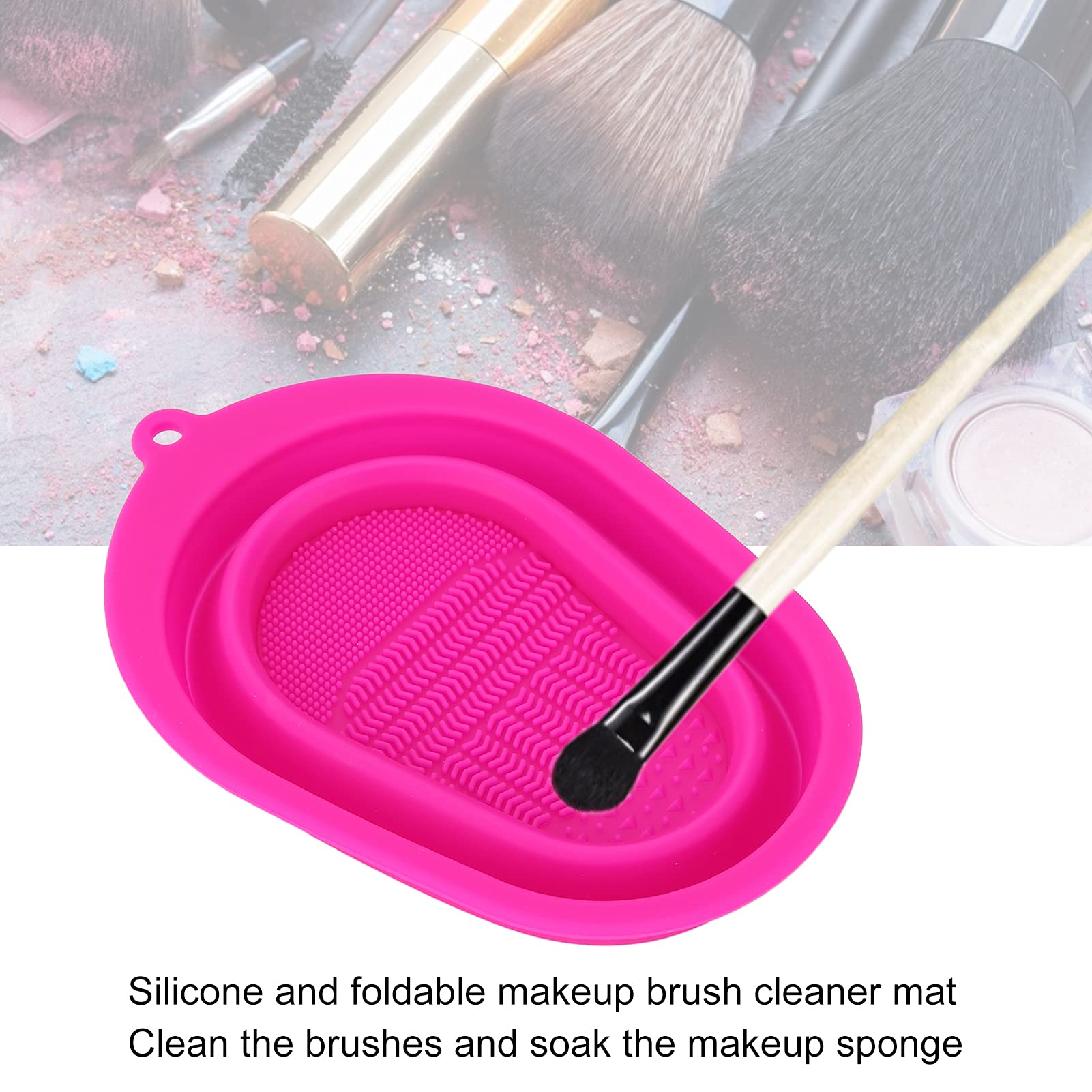 Makeup Brush Cleaner Mat - Reusable Silicone Cleaning Pad for Travel & Home, Soft & Durable (Rose Red) | Perfect for Professional Makeup Artists & Beauty Enthusiasts