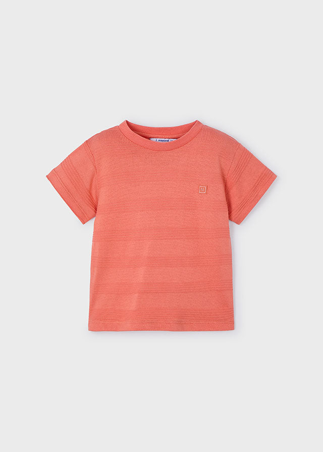 Jacquard Ribbon Knit T-Shirt for Women - Dark Peach | Soft & Comfortable Casual Top | Perfect for Everyday Wear, Office & Outings