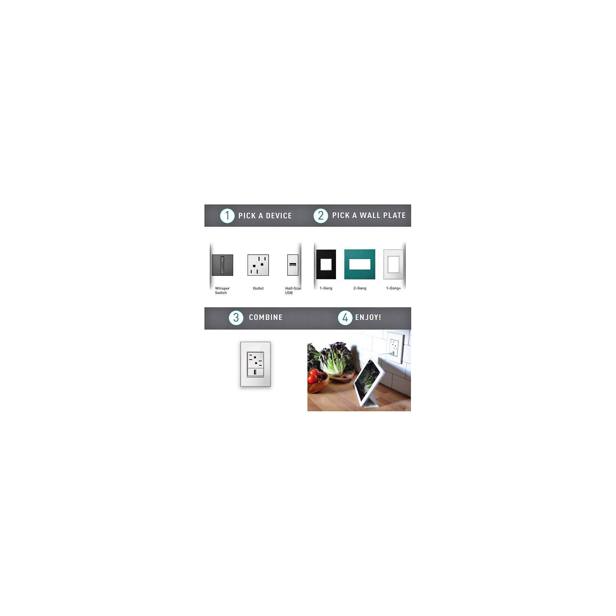 Legrand Adorne 4-Gang Wall Plate - 1 Pack, Gloss White-on-White - Decorative Outlet Cover for Home & Office Electrical Outlets - Perfect for Living Rooms, Bedrooms & Kitchens