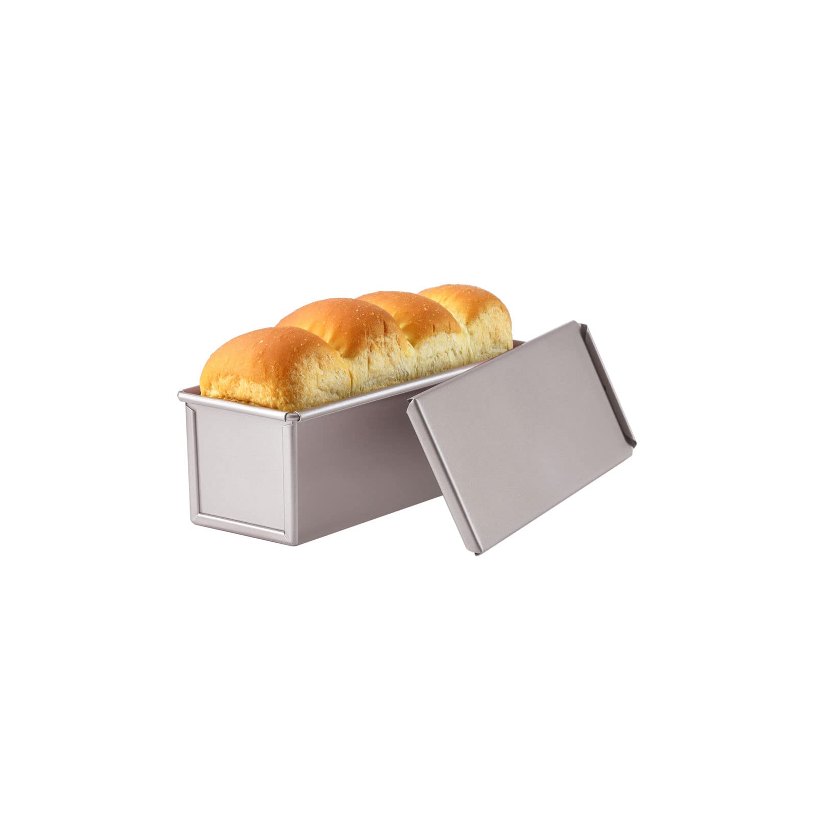 CHEFMADE Mini Pullman Loaf Pan with Lid - 0.66Lb Non-Stick Rectangular Bread Baking Pan for Homemade Sandwich, Toast & Artisan Bread (2.8