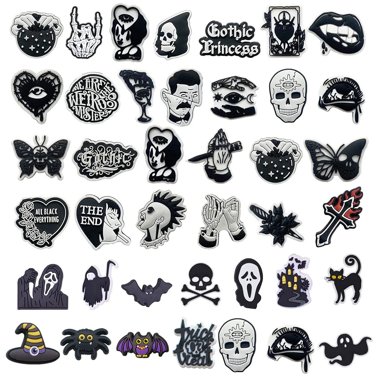 Scary Halloween Shoe Charms for Crocs & Sandals - Spooky Decor Pins for Men, Women, Boys & Girls - Fun Clog Badges & Denim Accessories for Kids - Perfect for Costume Parties, Trick-or-Treating & Everyday Wear