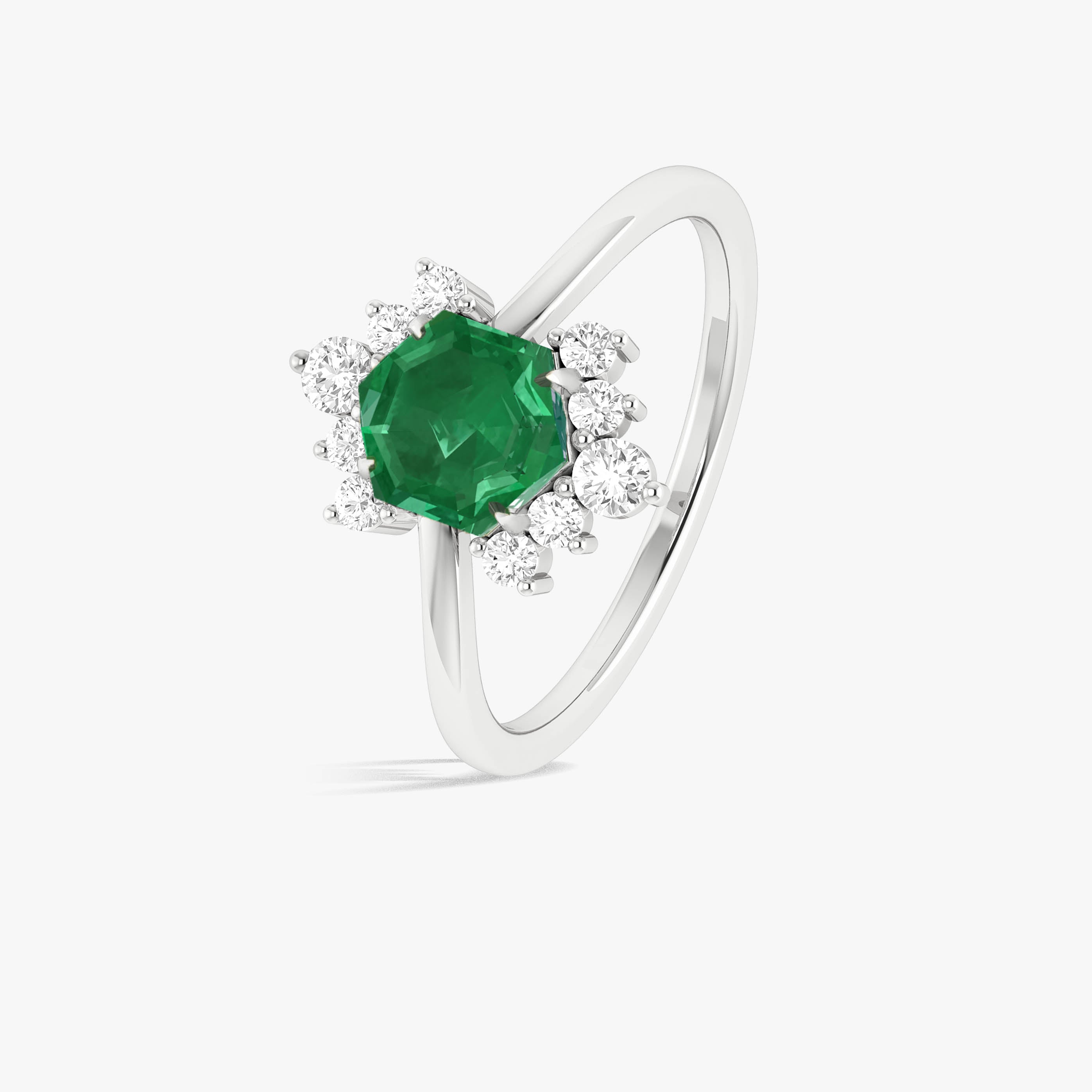 Green Emerald Hexagon Gemstone Ring for Women - Elegant Vintage Jewelry for Weddings, Parties & Special Occasions