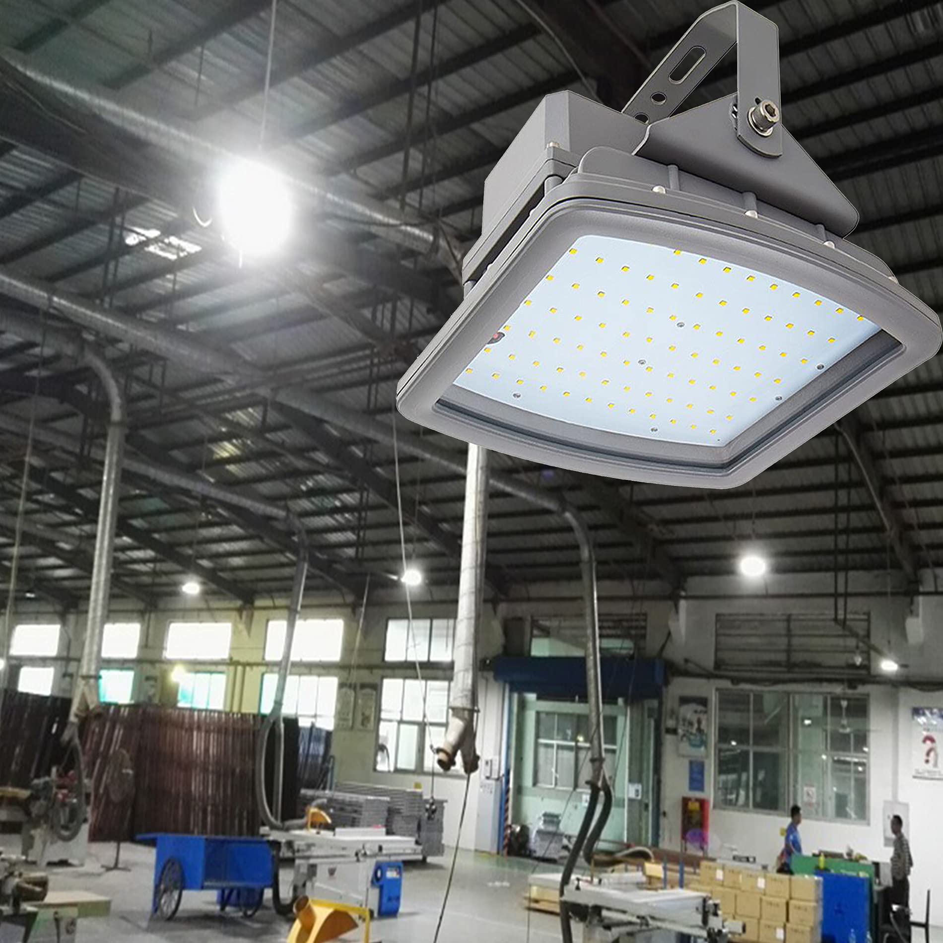 100W LED Explosion-Proof Floodlight - Hazardous Location Lighting for Gas Stations, Oil Refineries & Industrial Areas - 100-277V, 5000K Daylight White - Durable Outdoor Safety Light for Parking Lots, Warehouses & Construction Sites