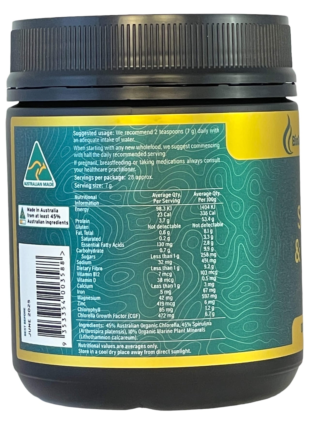 Organic Spirulina & Chlorella Powder with Marine Minerals - 200g Superfood Supplement for Detox, Energy Boost & Immune Support - Perfect for Smoothies, Juices & Healthy Recipes
