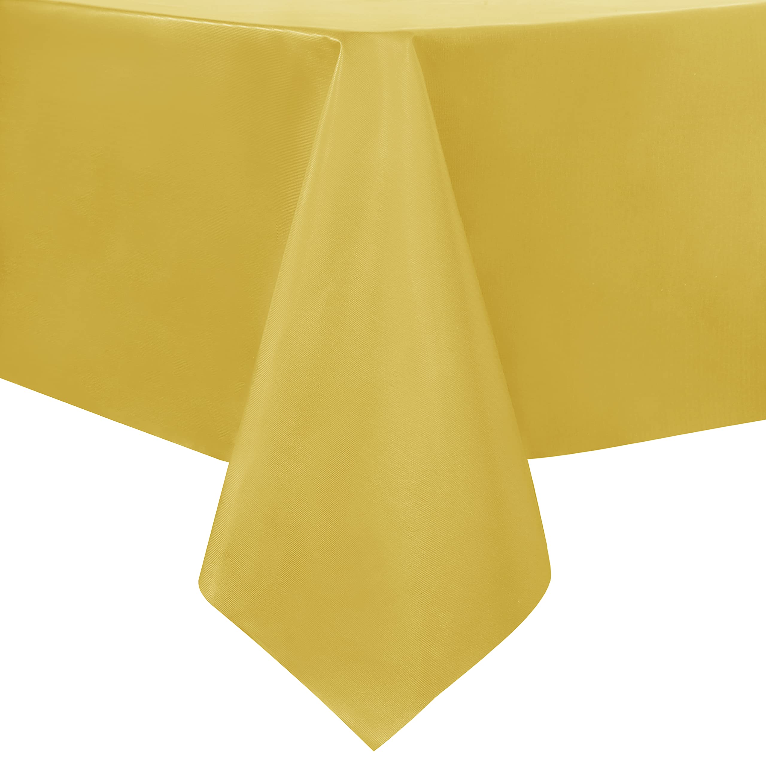 Sancua 100% Waterproof Rectangle PVC Tablecloth - 52 x 70 Inch Oil Resistant Spill Proof Vinyl Table Cover for Dining, Buffet Parties, Camping & Outdoor Picnics - Easy Wipe Clean Yellow Tablecloth for Indoor & Outdoor Use