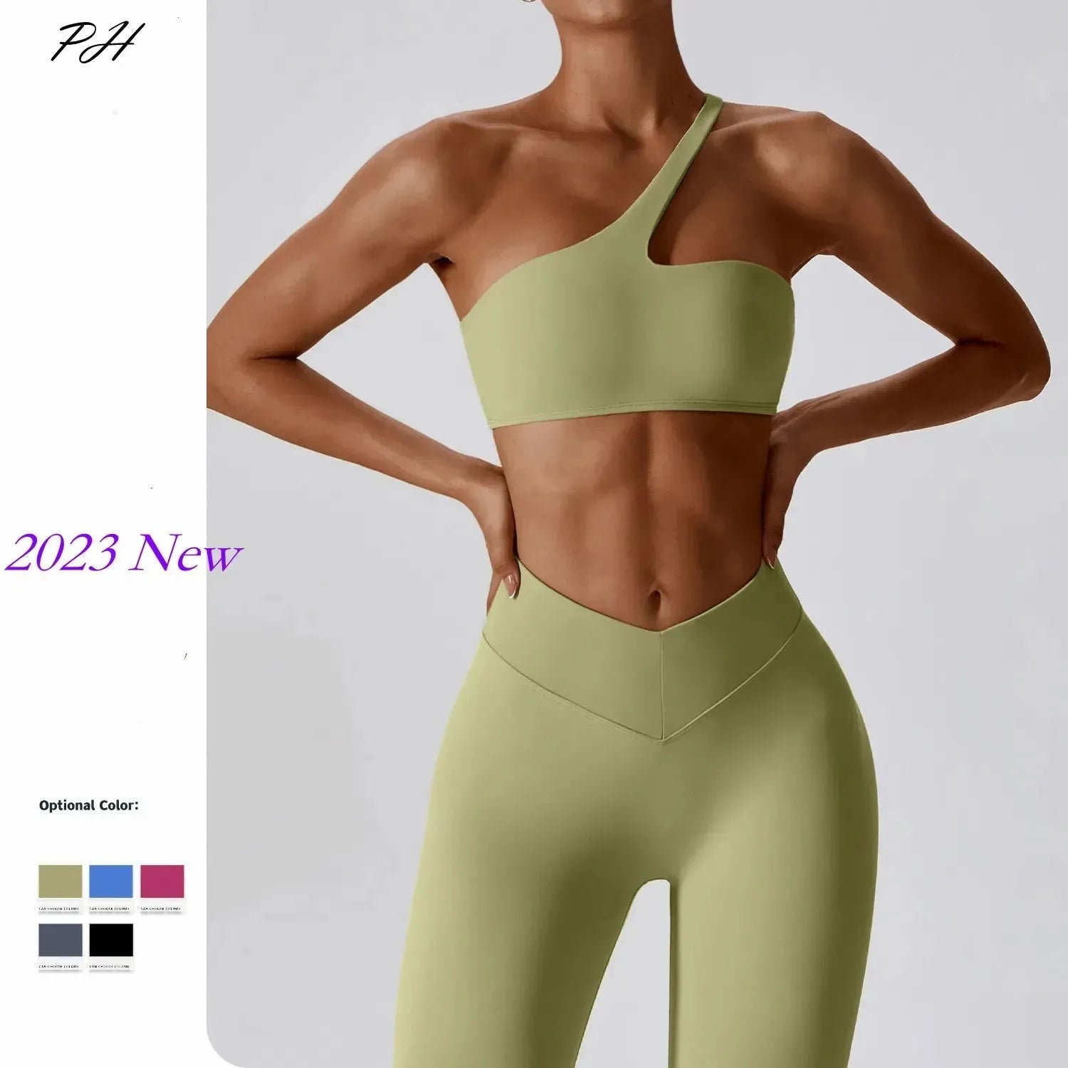 Women's 2-Piece Yoga Set - Nude One Shoulder Sports Bra & Leggings | Workout Outfit for Yoga, Fitness, Running & Leisure | Breathable Activewear 8110 | Perfect for Gym, Home Workouts & Outdoor Activities