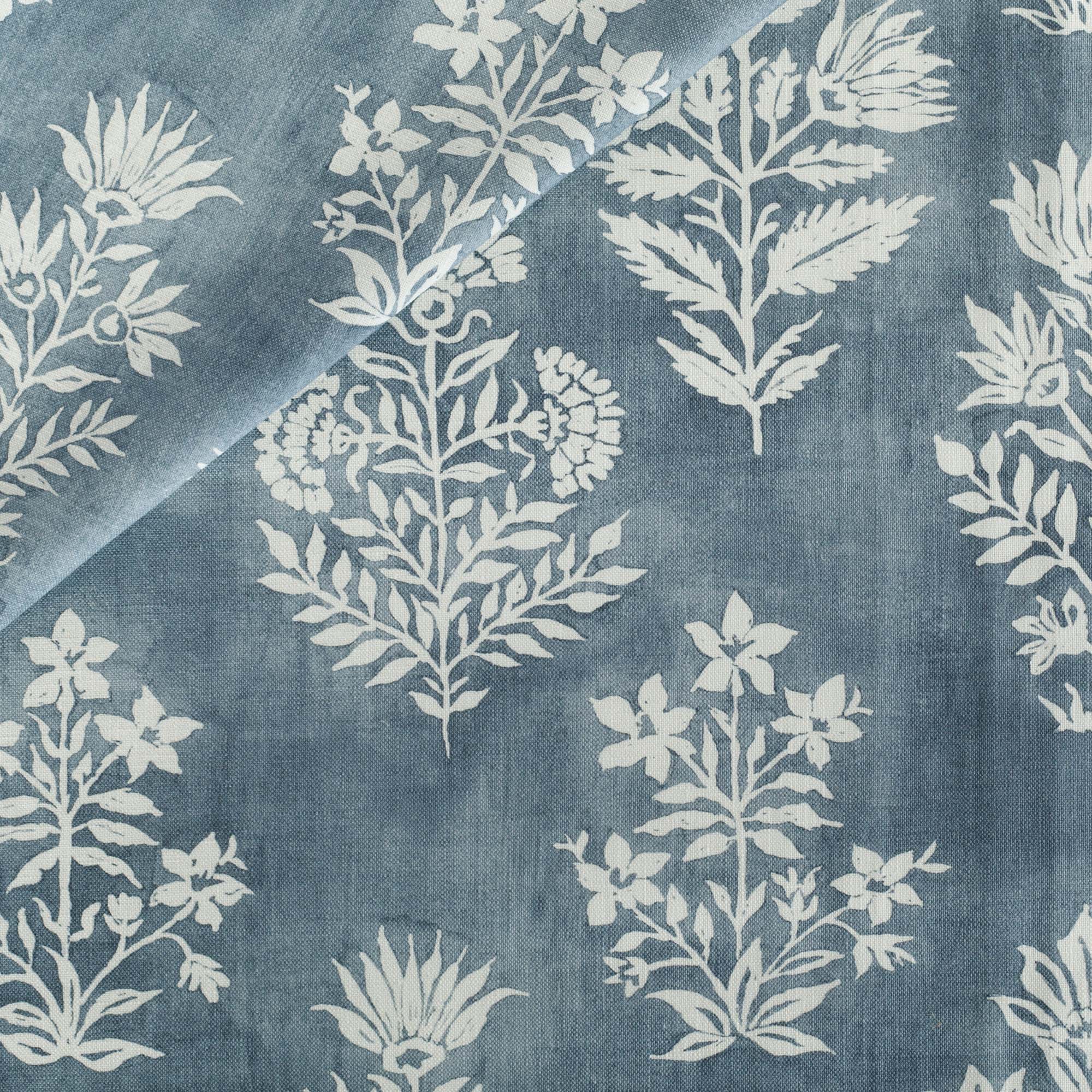 Premium Flora Fabric - Soft & Durable Denim Blue Cotton Material for DIY Crafts, Upholstery & Home Decor | Perfect for Sewing, Quilting & Fashion Projects