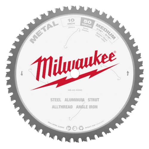 Milwaukee 10-Inch Metal Cutting Circular Saw Blade with 50 ATB Teeth, 5/8-Inch Arbor - Perfect for Cutting Steel, Aluminum, and Metal Pipes in Construction and DIY Projects