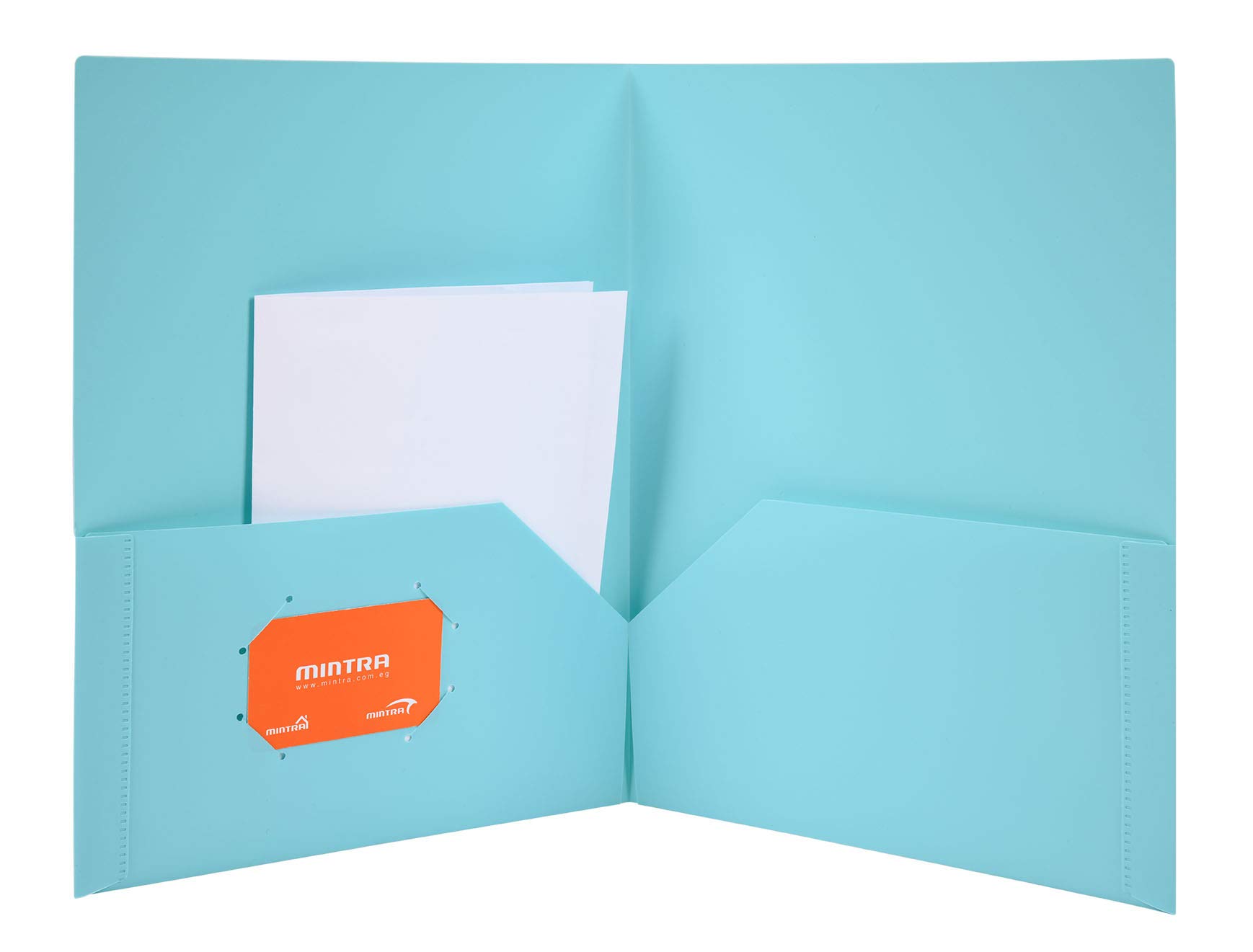 Mintra Office Poly Pocket Folders - 8 Pack Teal Blue Plastic Document Holders for School, Business & Organization - Perfect for Filing, Presentations & Paper Storage