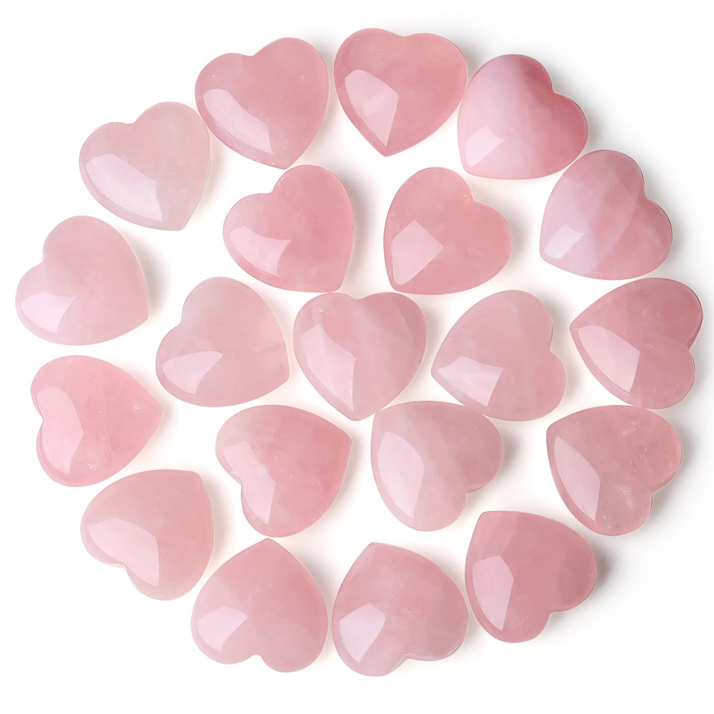 10Pcs Natural Rose Quartz Heart Stones - Polished Reiki Healing Crystals, Pink Gemstone Gifts for Mom, Mother's Day, Valentine's Day - Meditation, Yoga, Home Decor, Spiritual Healing