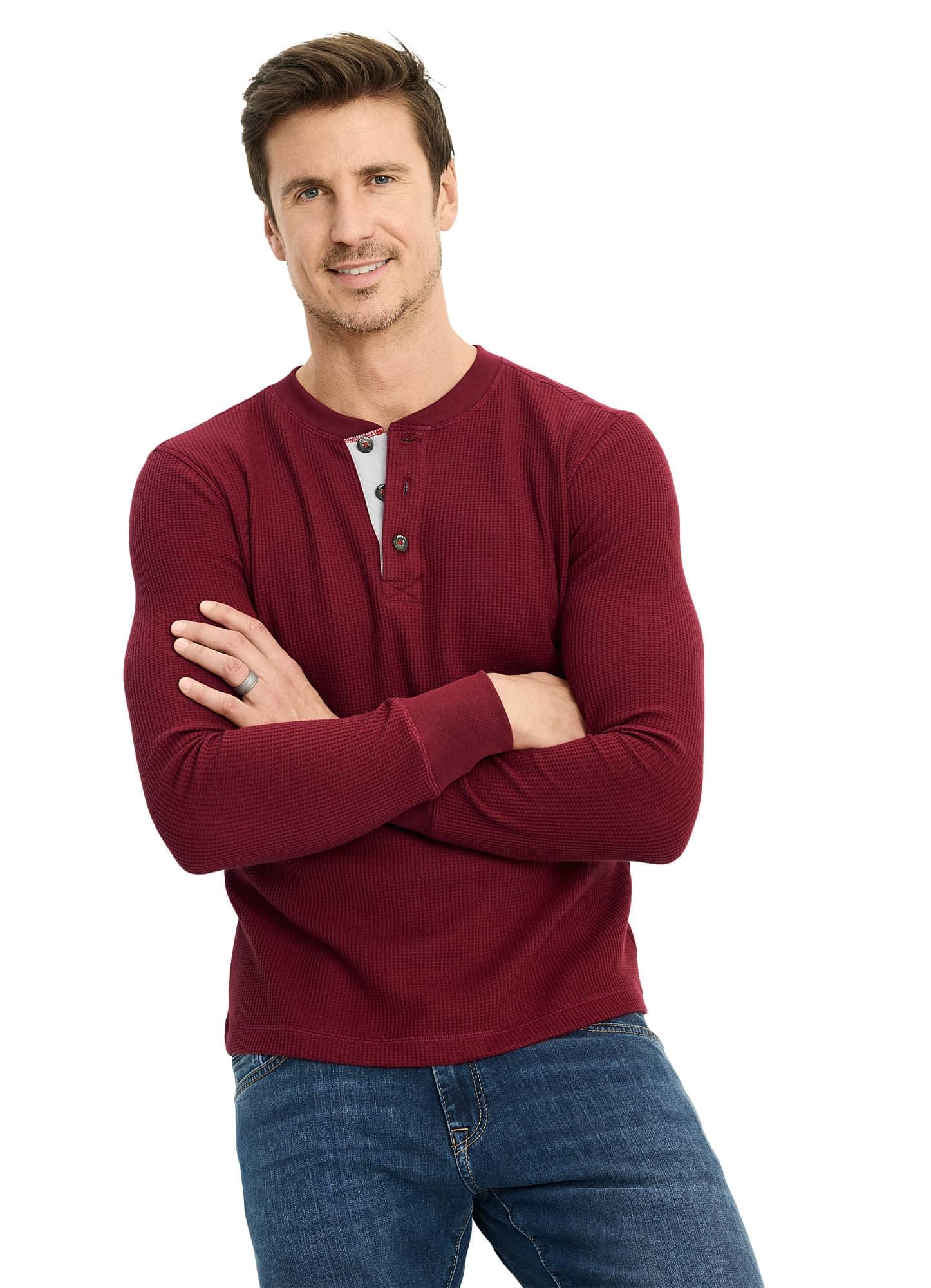 Jockey Men's Baselayer Long Sleeve Waffle Henley Shirt - Thermal Underwear for Cold Weather, Moisture Wicking & Breathable - Perfect for Winter Sports, Hiking & Layering