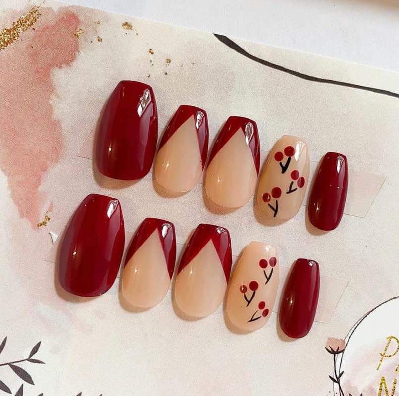 AMOK STORE Press On Fake Nails - 12 Pack Designer Artificial Nails with Glue Kit for Women | Easy Manicure at Home, Perfect for Parties, Weddings & Special Occasions