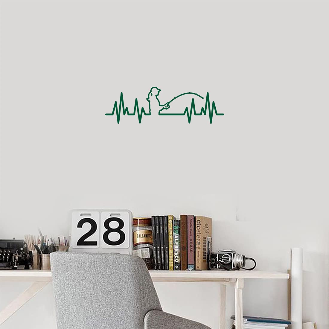 Premium Waterproof Vinyl Decal Stickers - Heartbeat Woman Fishing Design (Green, Set of 2) for Laptop, Phone, Helmet, Car Window, Mug, Cup, Wall Decor | Perfect for Outdoor Enthusiasts & Fishing Lovers