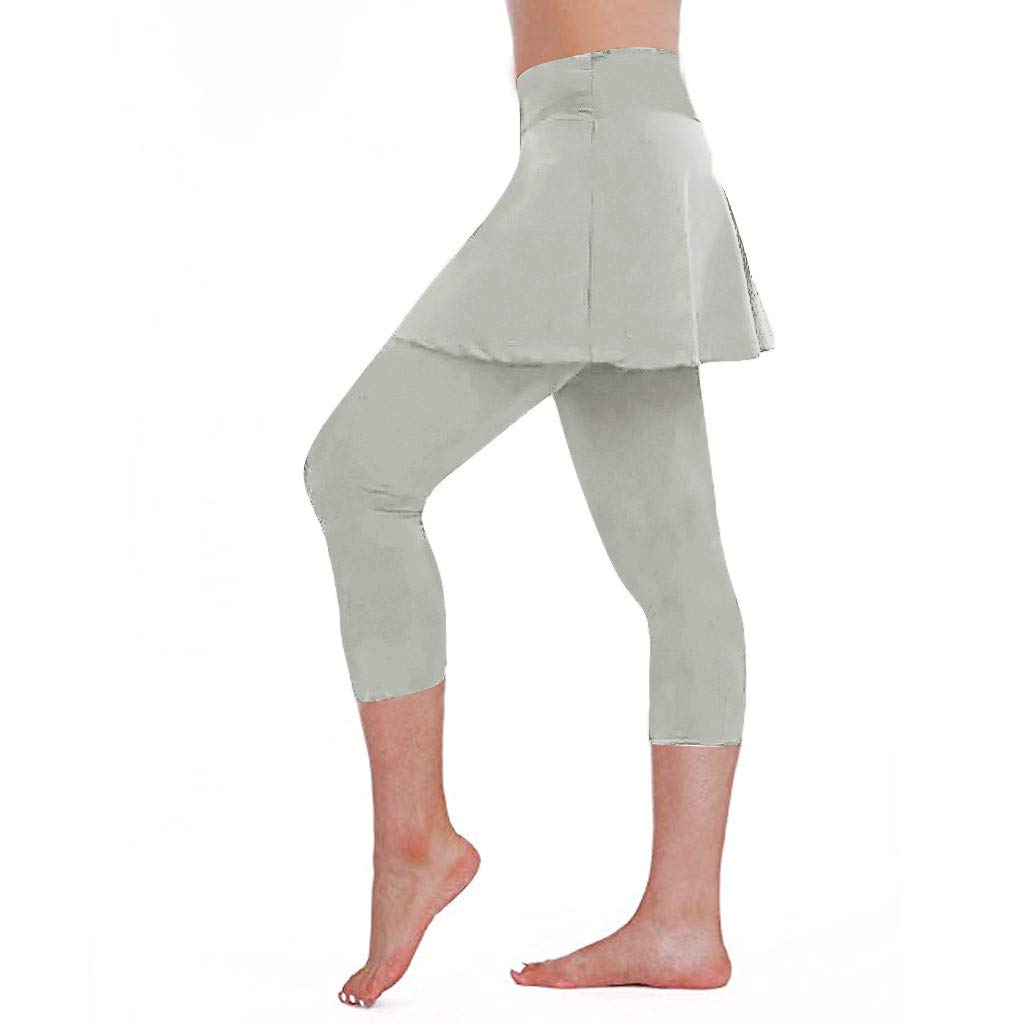 Women's Workout Leggings - High Waisted Yoga Pants with Skirt for Tennis, Running & Fitness | Breathable Cropped Culottes for Gym, Sports & Casual Wear