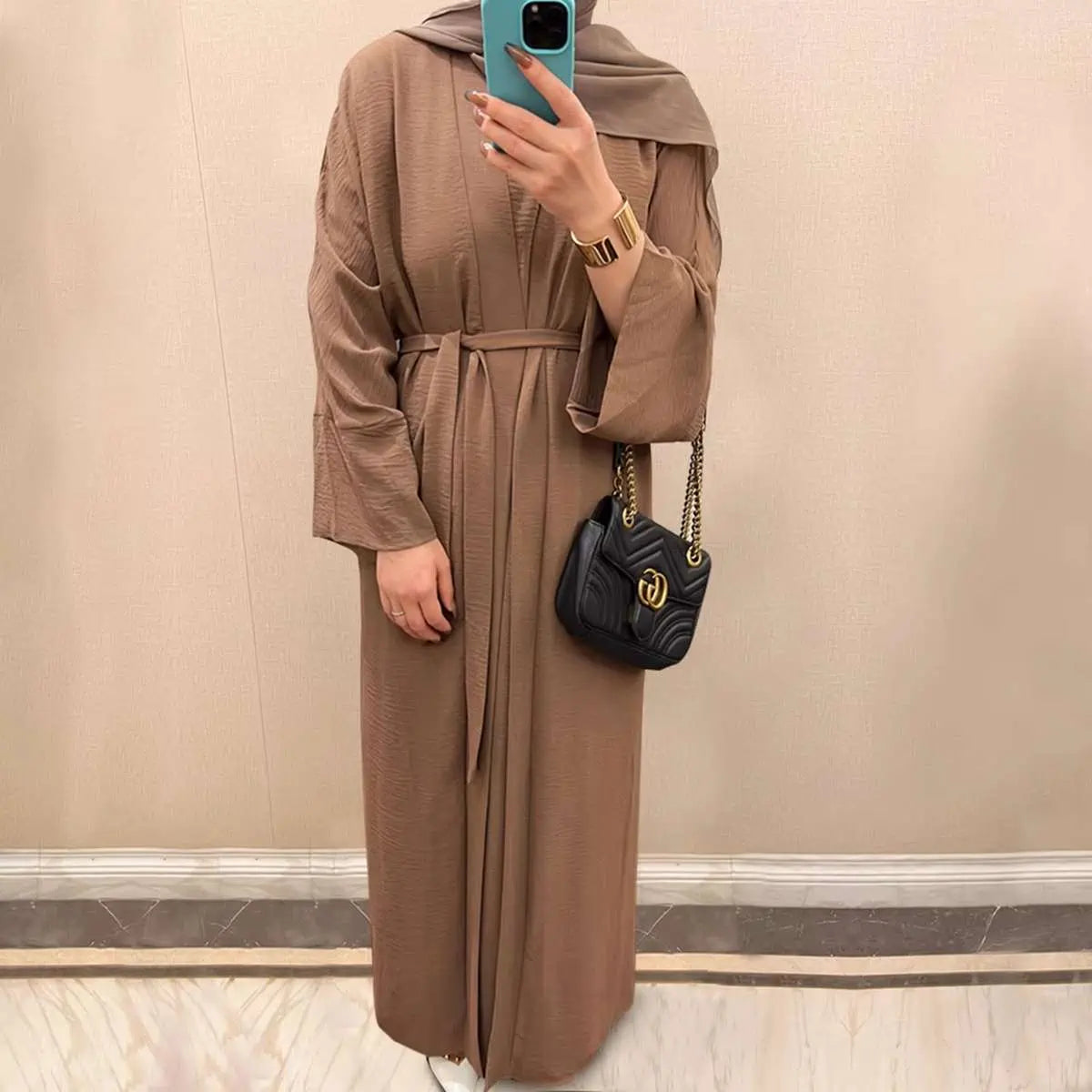 12 Color Options 2-Piece Abaya Dress Set for Muslim Women - Modest Islamic Prayer Outfit with Outer Abaya & Inner Dress - Perfect for Eid, Ramadan, Mosque & Special Occasions