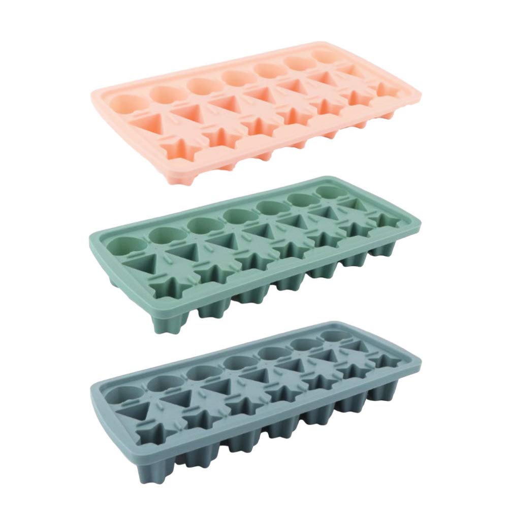 iplusmile Silicone Ice Cube Molds - Heart, Star & Triangle Shaped Ice Makers with Ice Grid Tray for Freezer | Reusable BPA-Free Ice Trays for Cocktails, Beverages & Party Drinks | Perfect for Home Bars, Clubs & Shops