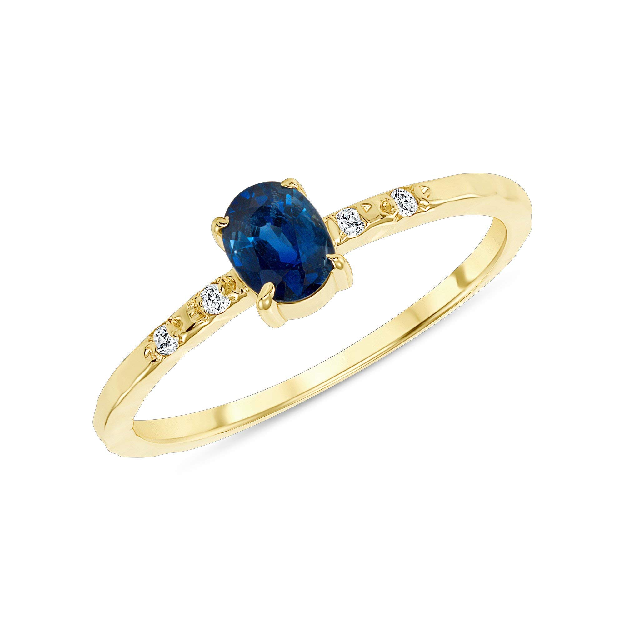 14K Gold Oval Blue Sapphire and Diamond Engagement Ring for Women - Elegant Birthstone Jewelry Gift for Her, Perfect for Proposals, Anniversaries & Special Occasions