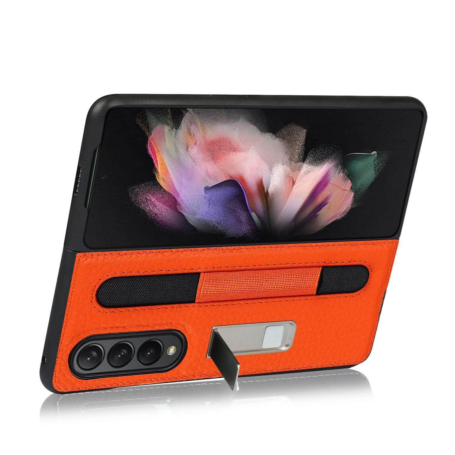 Premium Galaxy Z Fold 3 5G Wallet Case with Card Slots & Kickstand - Slim Protective Cover for Samsung Foldable Phone (Perfect for Business Travel & Daily Use)