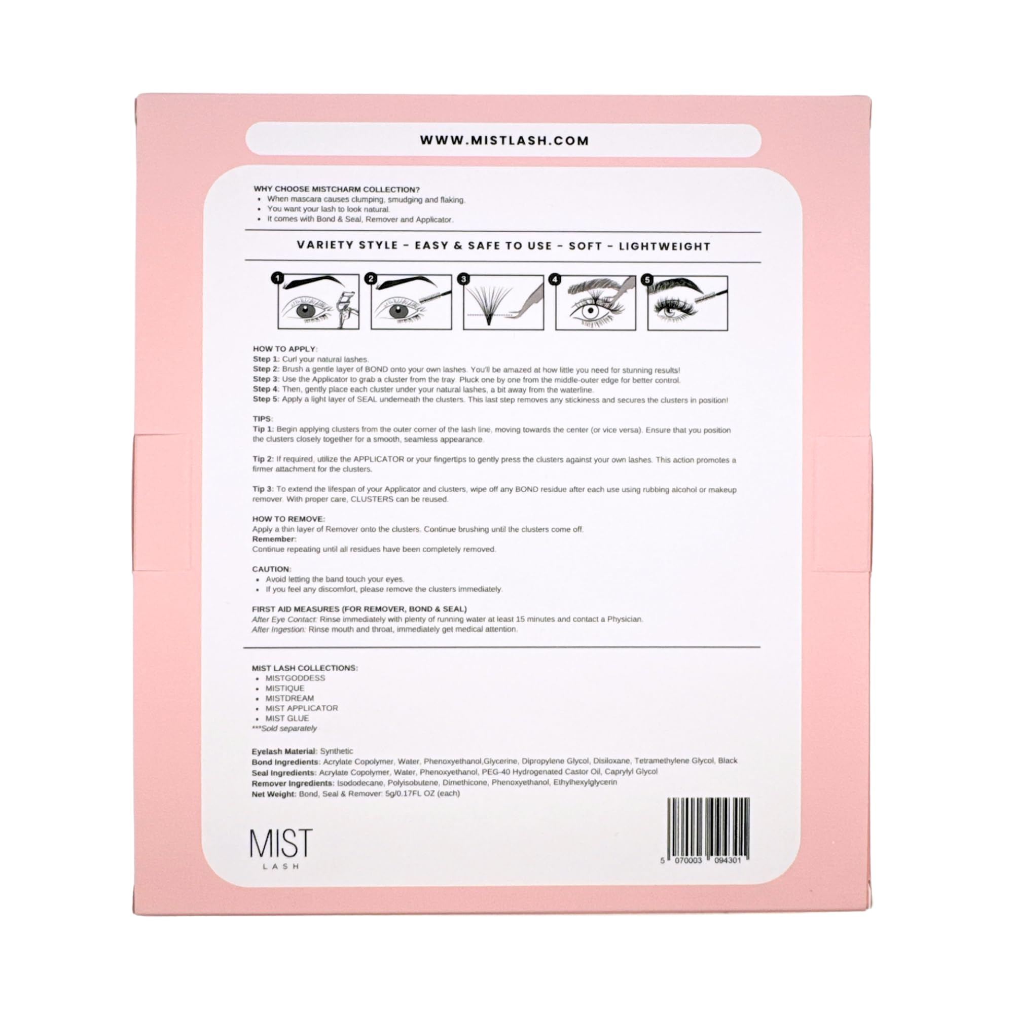 Professional MISTCHARM 280pcs 4-in-1 DIY Lash Extension Kit – 10-16mm, 30D-40D, 0.07D, D Curl Individual Eyelash Clusters with Bond, Seal, Remover & Applicator | Perfect for Salon, Home Use & Party Makeup