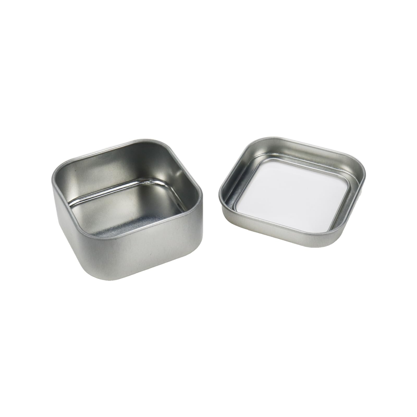 Coshar 10-Piece Square Metal Storage Organizer Set - Mini Tin Boxes with Clear Window Lids for Candy, Candles, Lip Balm & Solid Perfume (Silver) - Perfect for Home, Office, Party Favors & Travel Organization