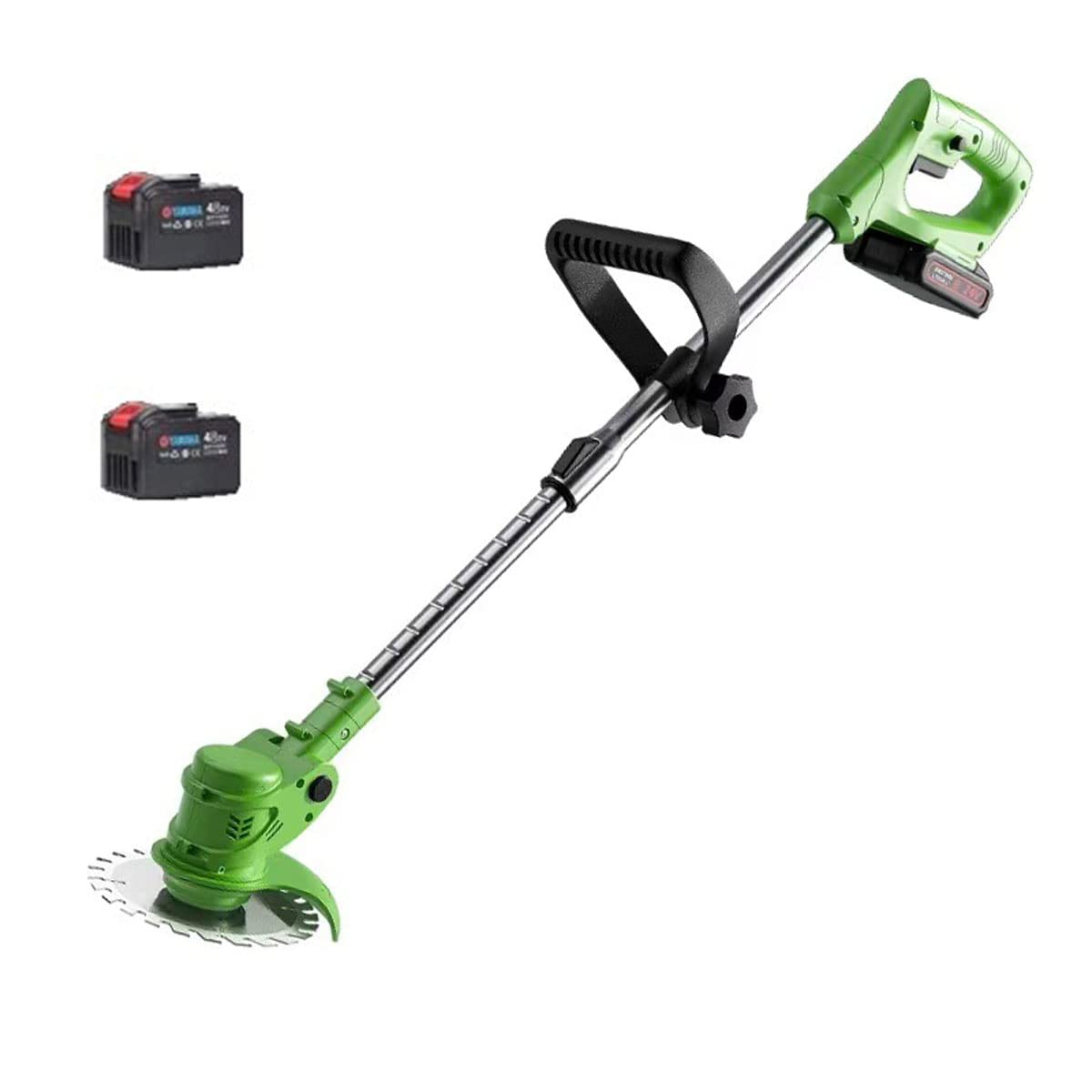 48V Cordless Grass Trimmer & Edger - Electric Handheld Lawn Mower with Adjustable Length (3 Batteries & Charger Included) - Perfect for Lawn Trimming, Gardening, and Yard Maintenance
