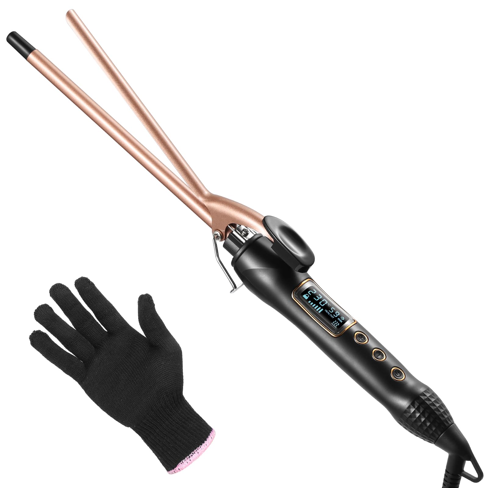 Haglater 3/8 Inch (9mm) Ceramic Curling Wand - Adjustable Temperature Curling Iron for Short & Long Hair - Perfect for Beach Waves, Wedding Hairstyles & Daily Styling