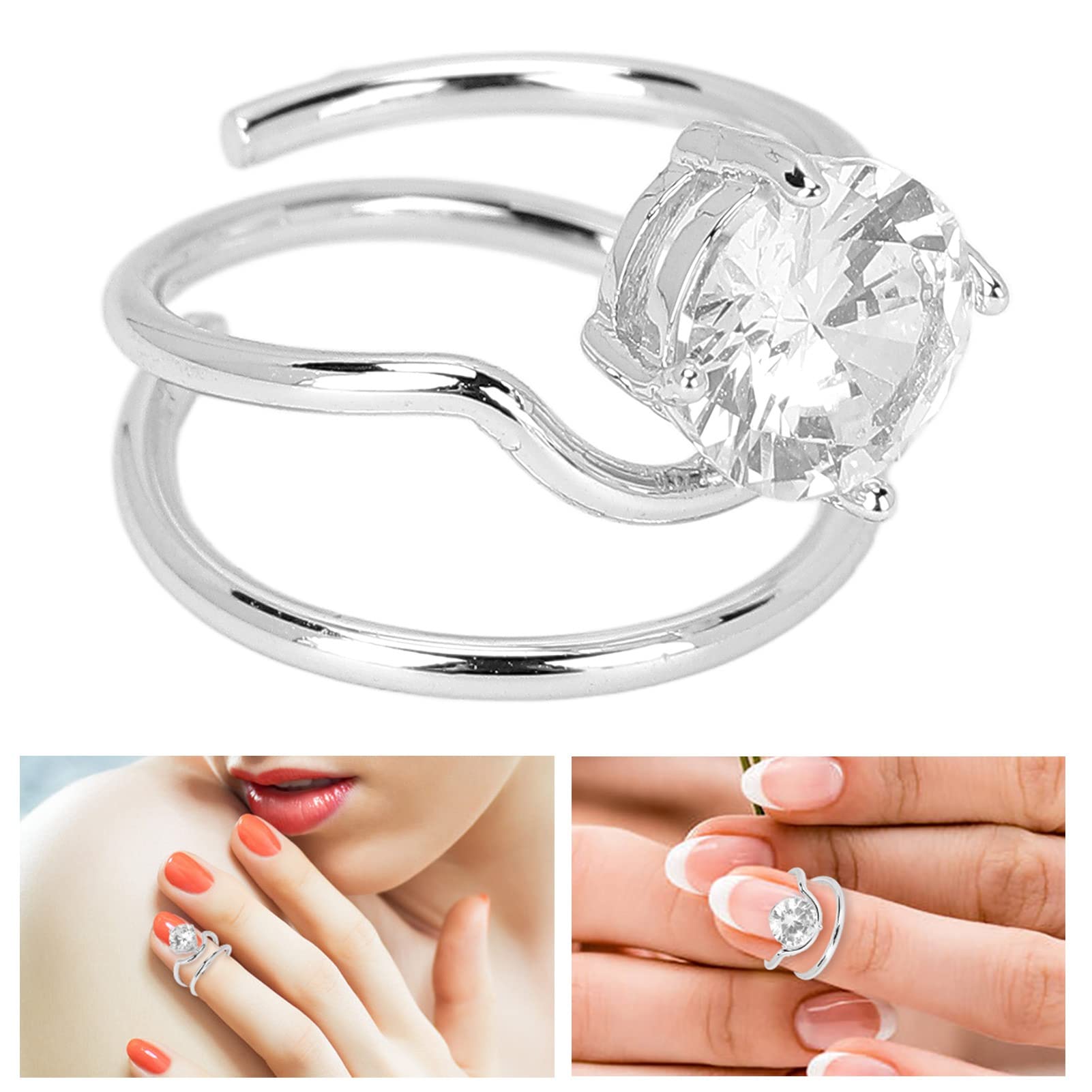 Elegant Electroplated Copper Women's Nail Rings - Stylish 3053 Platinum Nail Art Jewelry for Fingertip Protection & Decoration | Perfect Gift for Nail Lovers, Ideal for Parties, Weddings & Fashion Accessories
