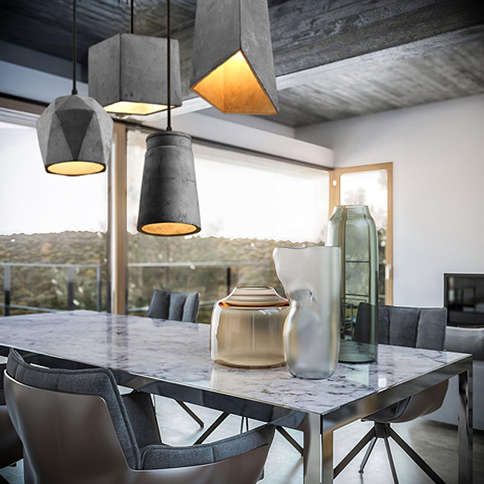 Georgia Cement Pendant Light - Industrial Modern Ceiling Fixture for Kitchen Island, Dining Room & Bedroom Lighting