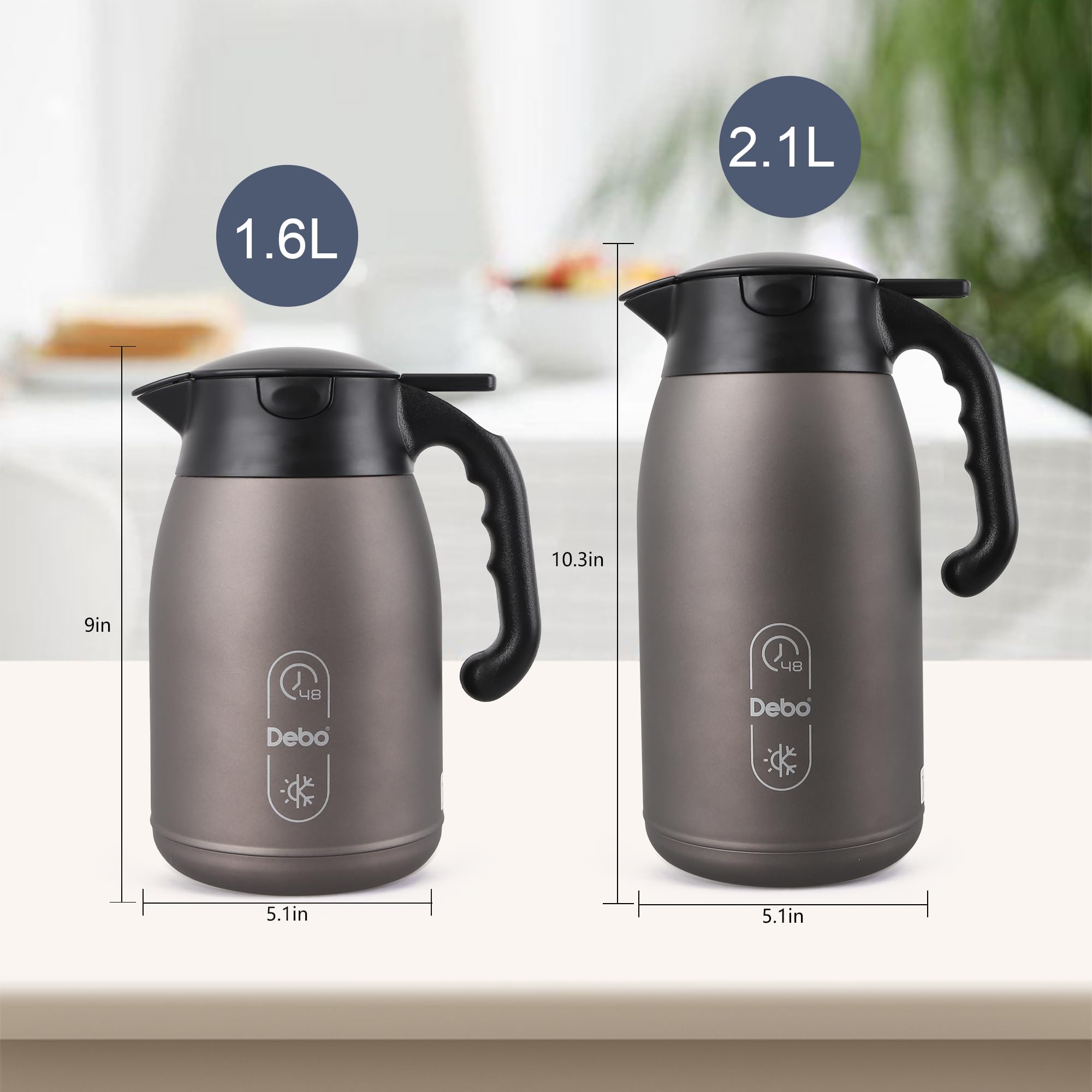 56oz Stainless Steel Thermal Coffee Carafe - Double Walled Vacuum Insulated, BPA Free, Keeps Coffee Hot for Hours - Perfect for Office, Home, or Catering Events