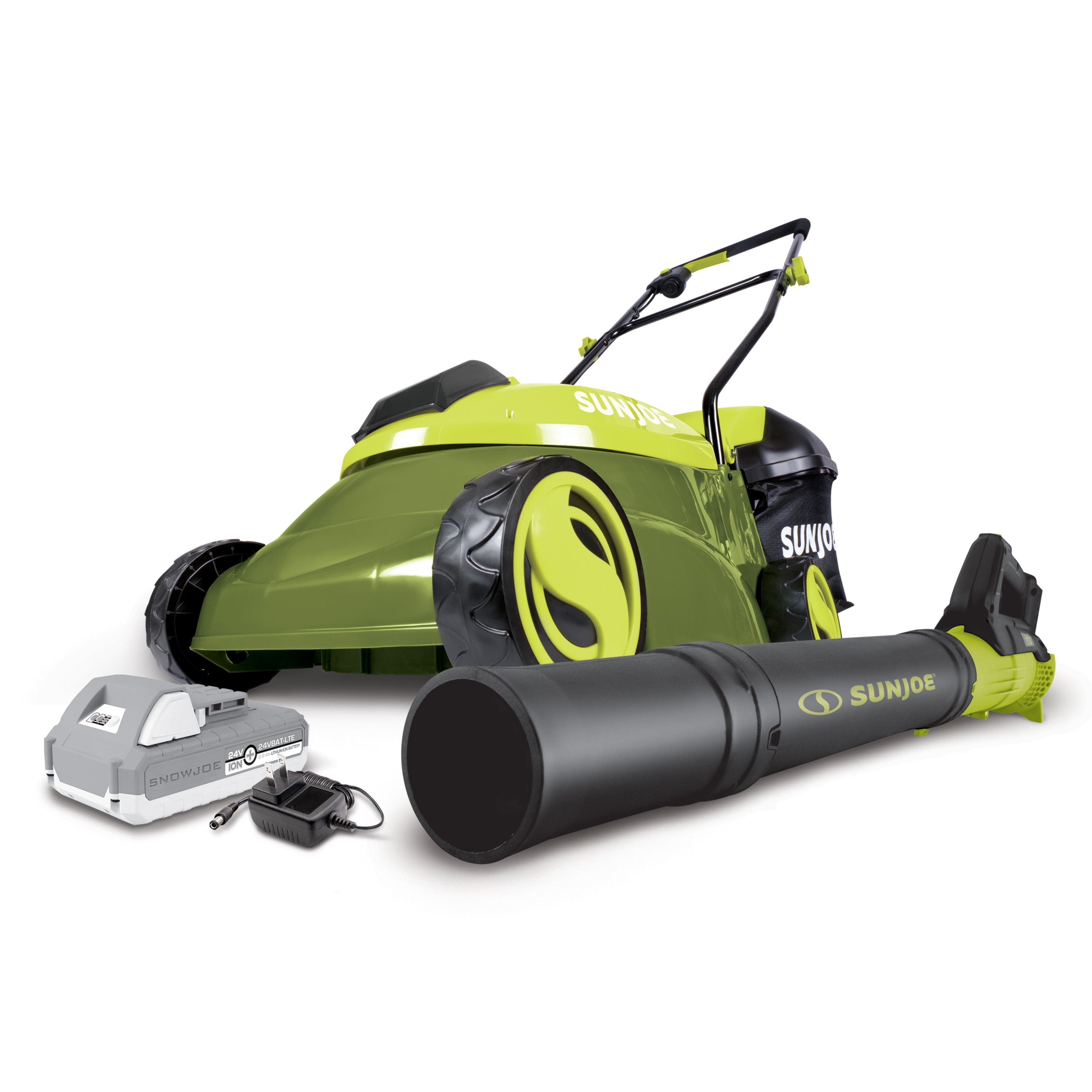 Sun Joe Cordless Lawn Mower & Leaf Blower Combo Kit with 2.0Ah Battery & Charger - Perfect for Yard Maintenance & Fall Cleanup
