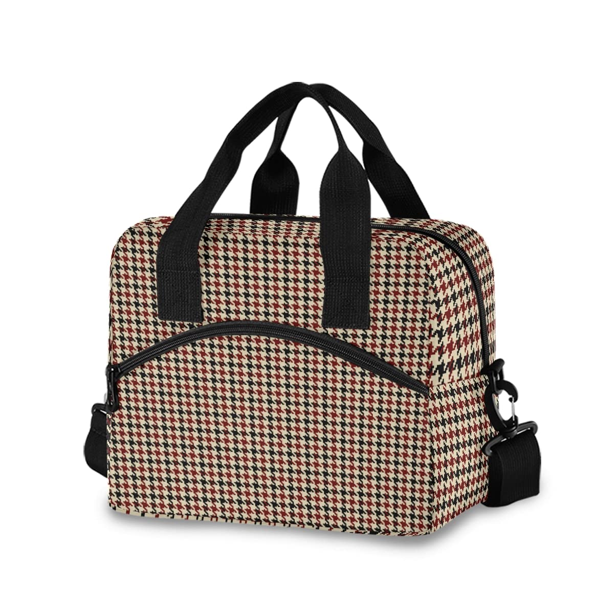 Houndstooth Brown Insulated Lunch Bag for Women & Men - Reusable Waterproof Lunch Tote & Cooler Box - Perfect for School, Office, Picnic, Camping & Outdoor Activities