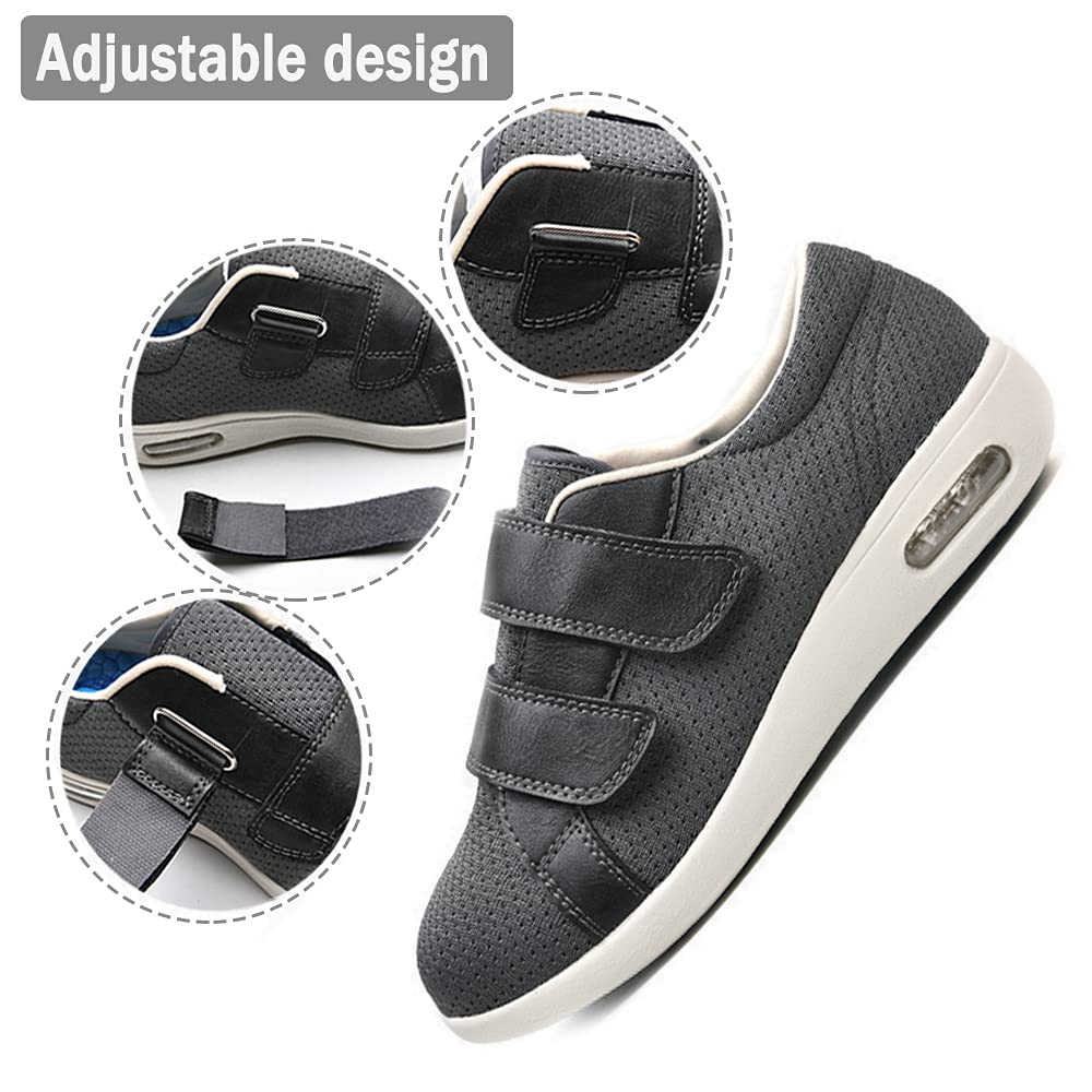 JBTNBX Wide Width Men's Shoes - Adjustable Lightweight Diabetic Walking Shoes for Elderly with Edema Relief - Comfortable Indoor/Outdoor Sneakers for Daily Wear & Senior Activities